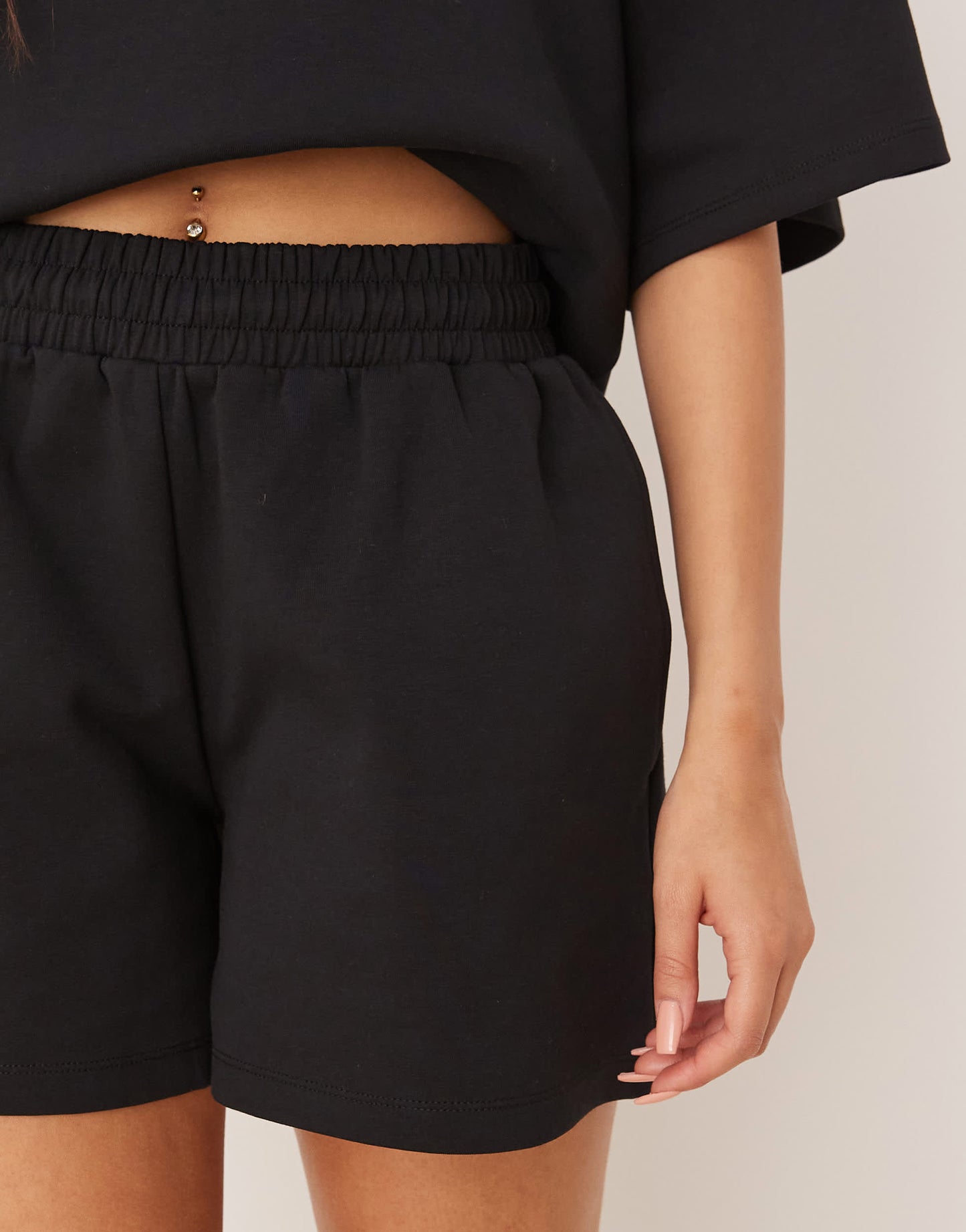 ASOS DESIGN co-ord interlock short in black