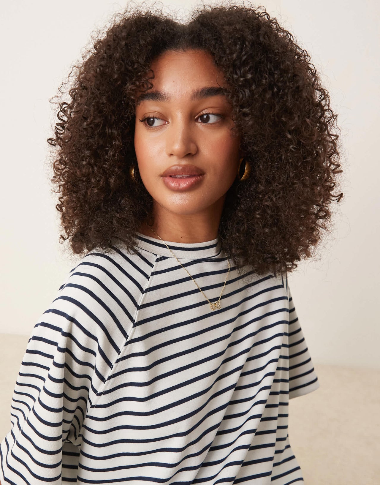 ASOS DESIGN co-ord interlock oversized t-shirt in navy and white stripe