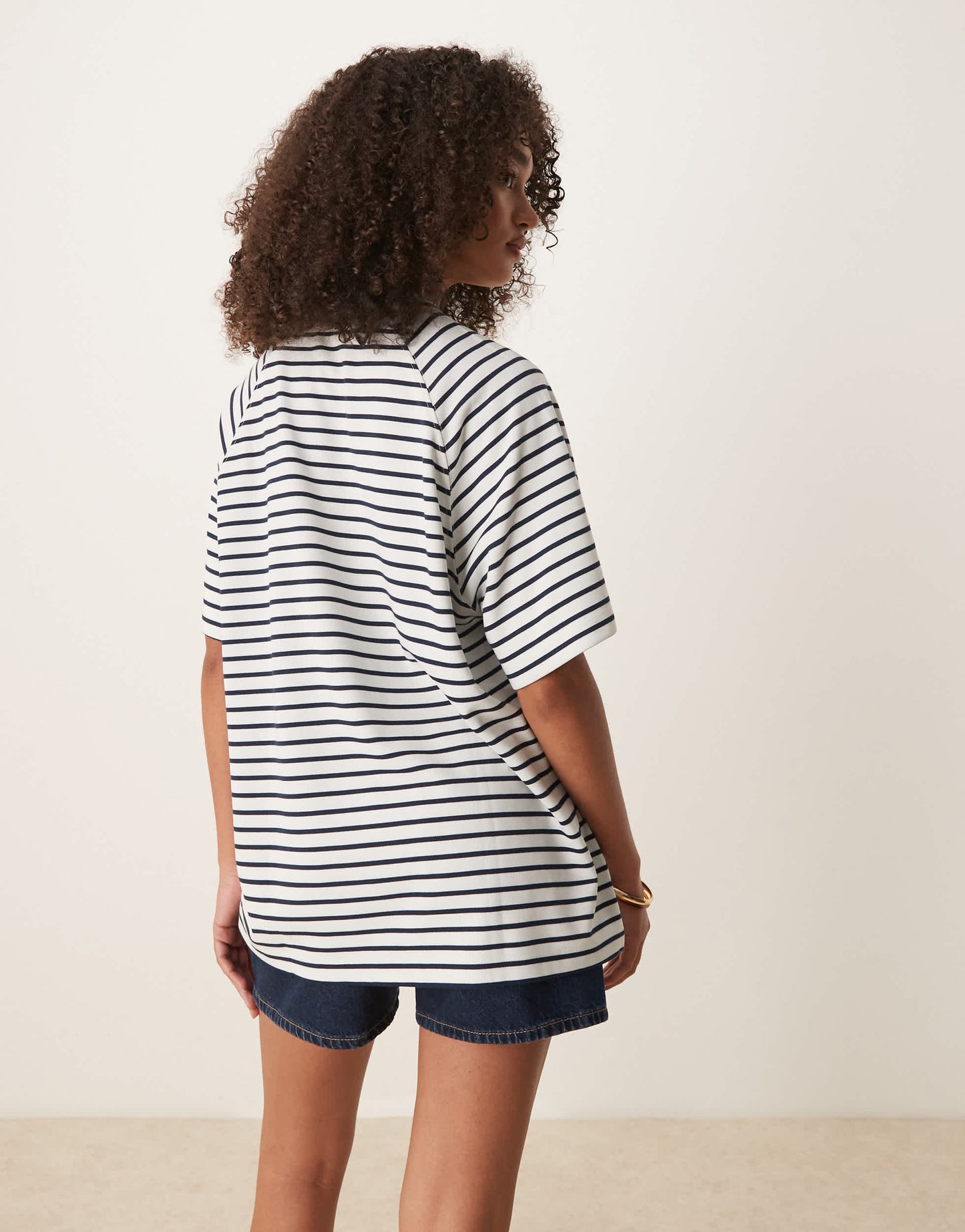 ASOS DESIGN co-ord interlock oversized t-shirt in navy and white stripe