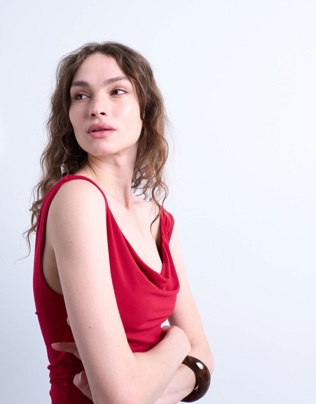 Topshop cowl neck tank top in red