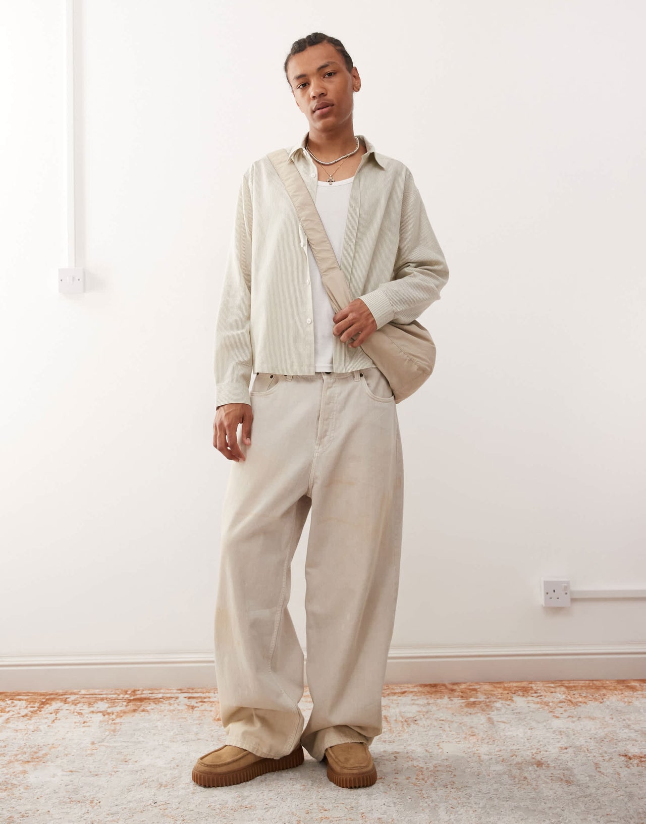 COLLUSION boxy striped shirt in green