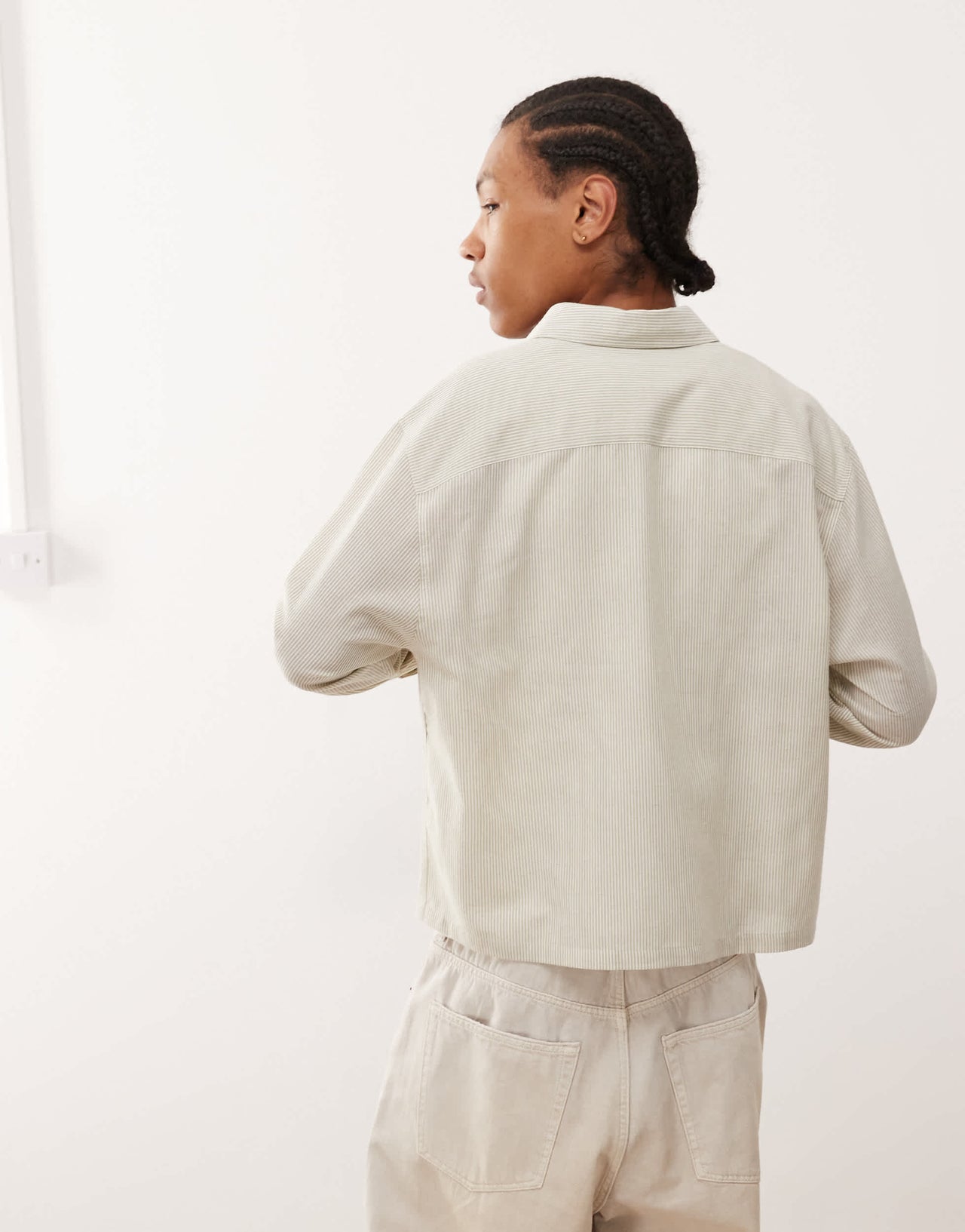 COLLUSION boxy striped shirt in green