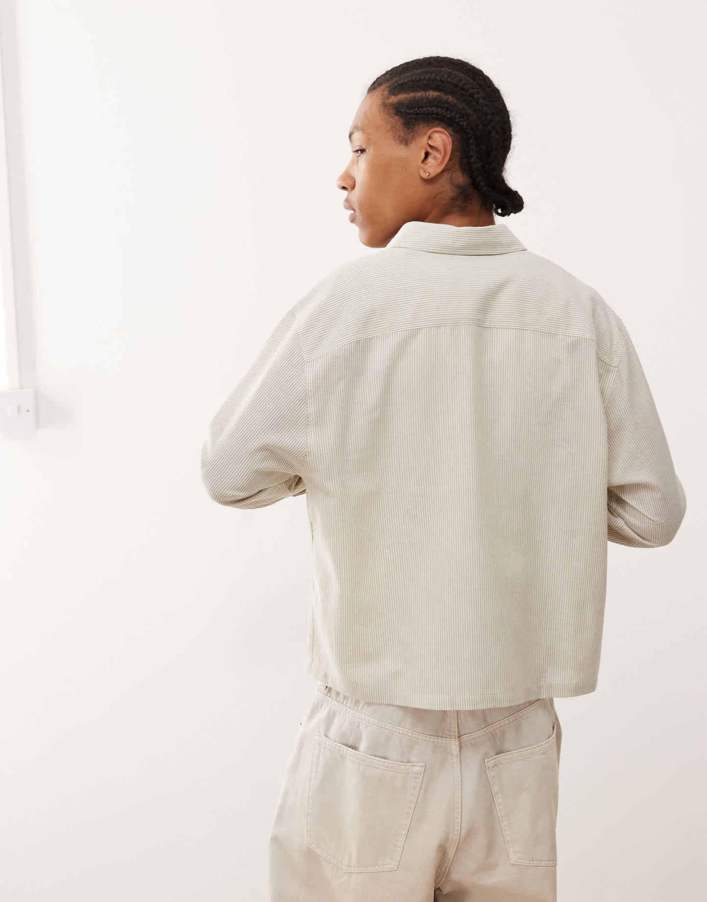 COLLUSION boxy striped shirt in green