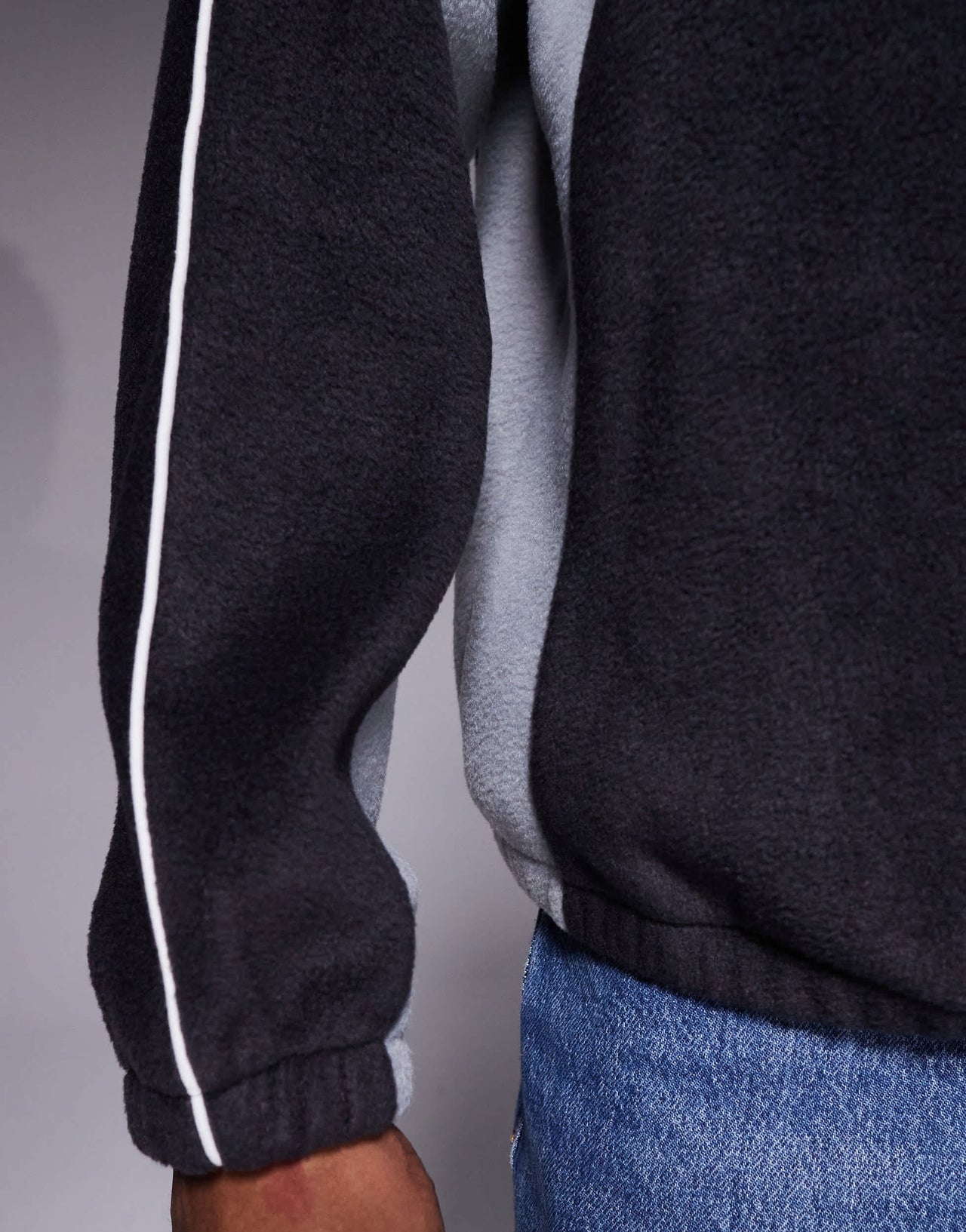 ASOS DESIGN relaxed fleece sweatshirt with piping and colour block in grey