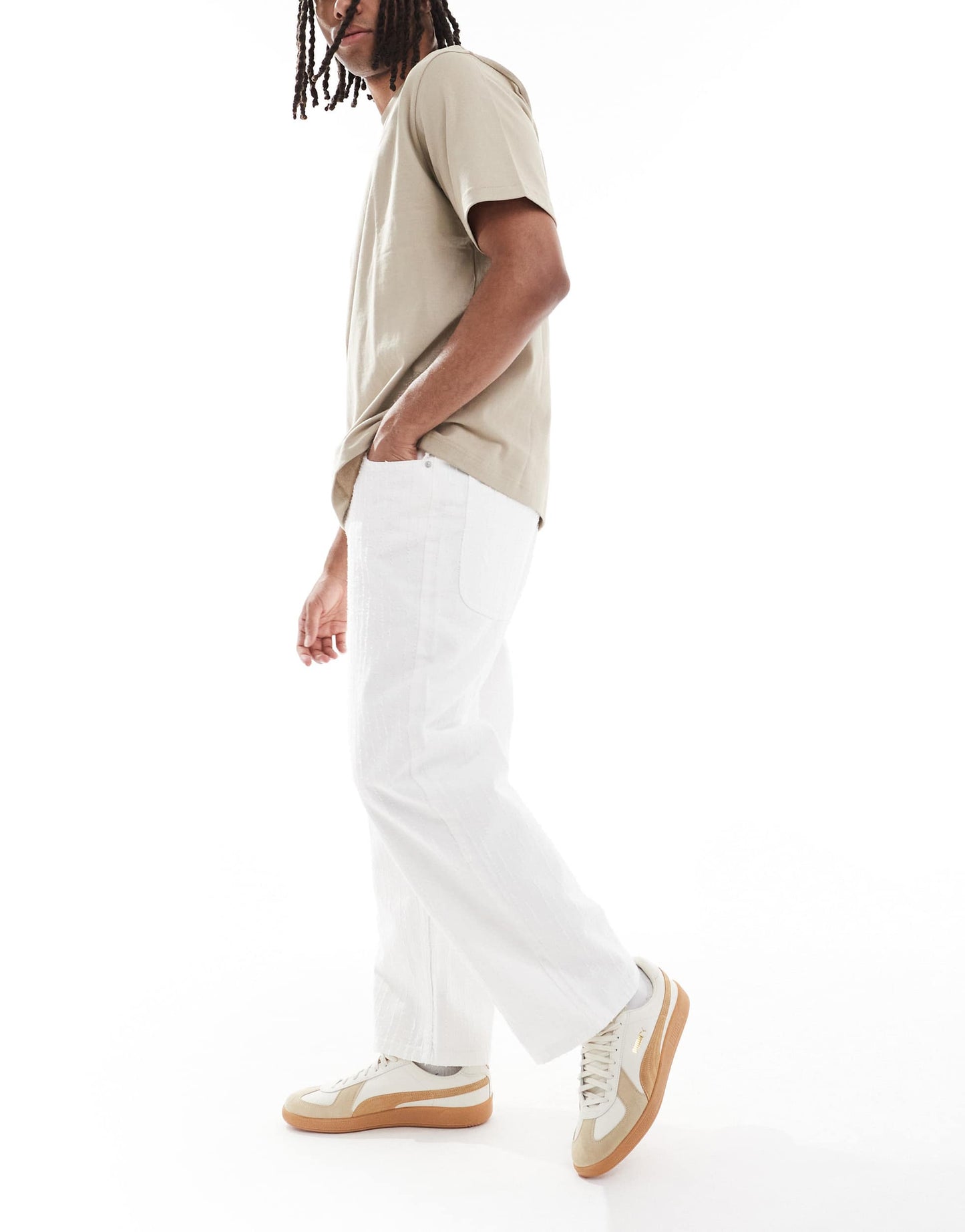 Bershka jauquard baggy jean in ecru