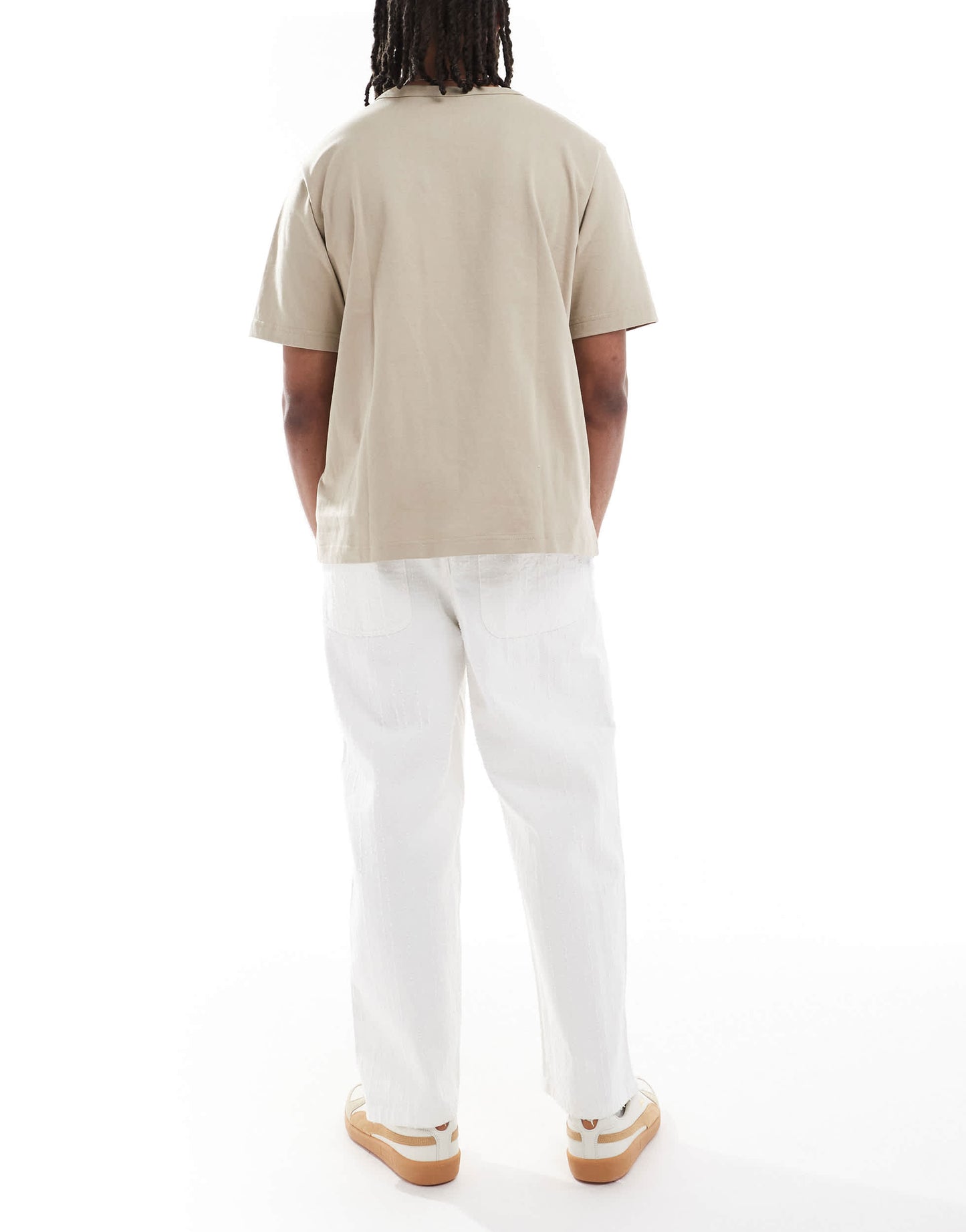 Bershka jauquard baggy jean in ecru