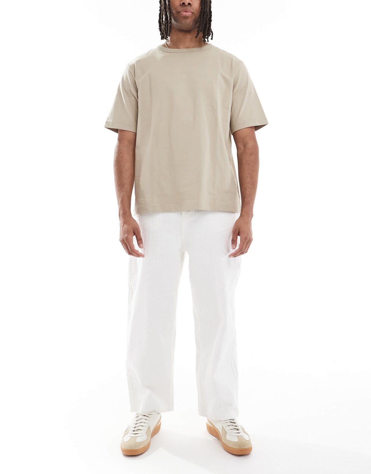 Bershka jauquard baggy jean in ecru