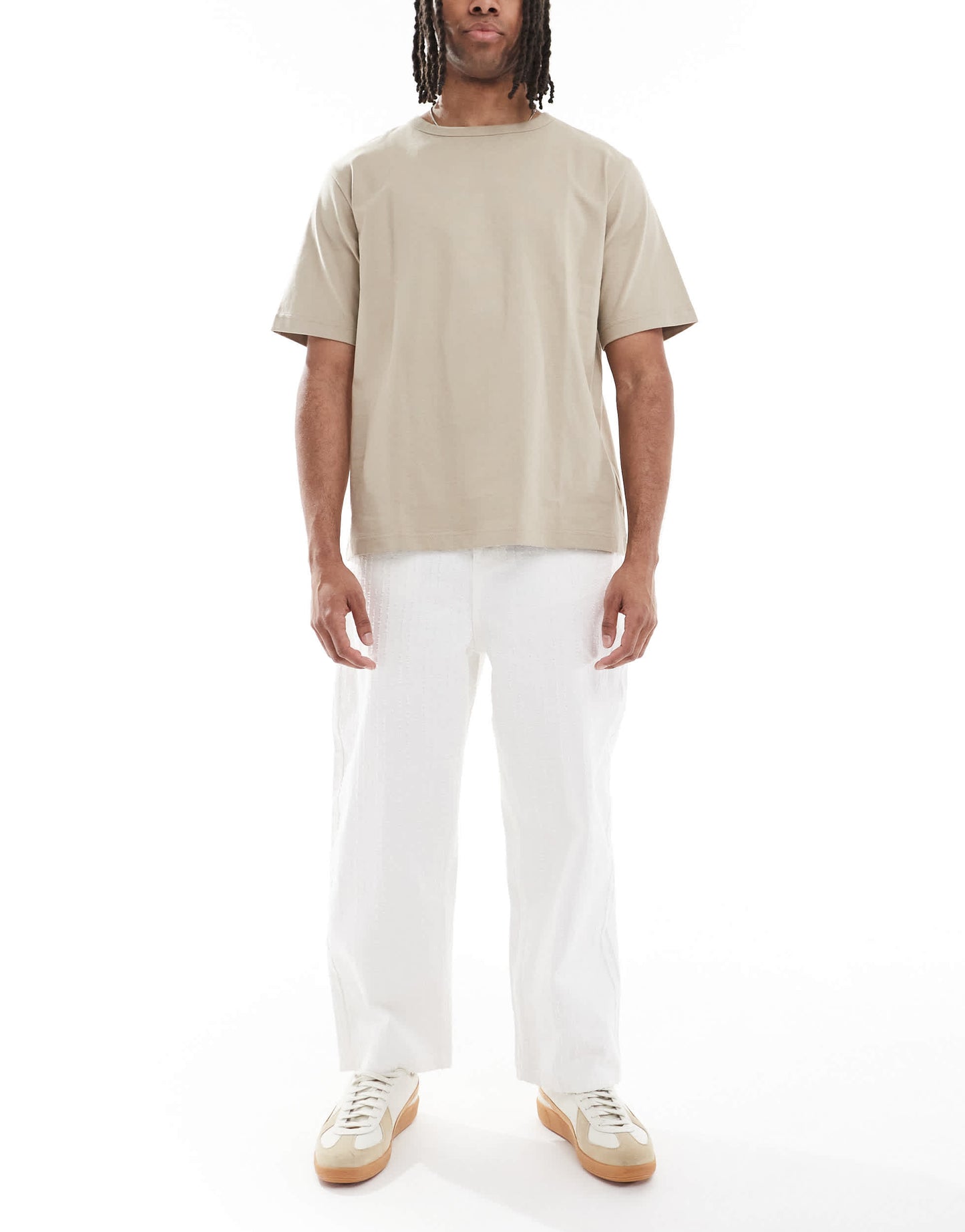 Bershka jauquard baggy jean in ecru