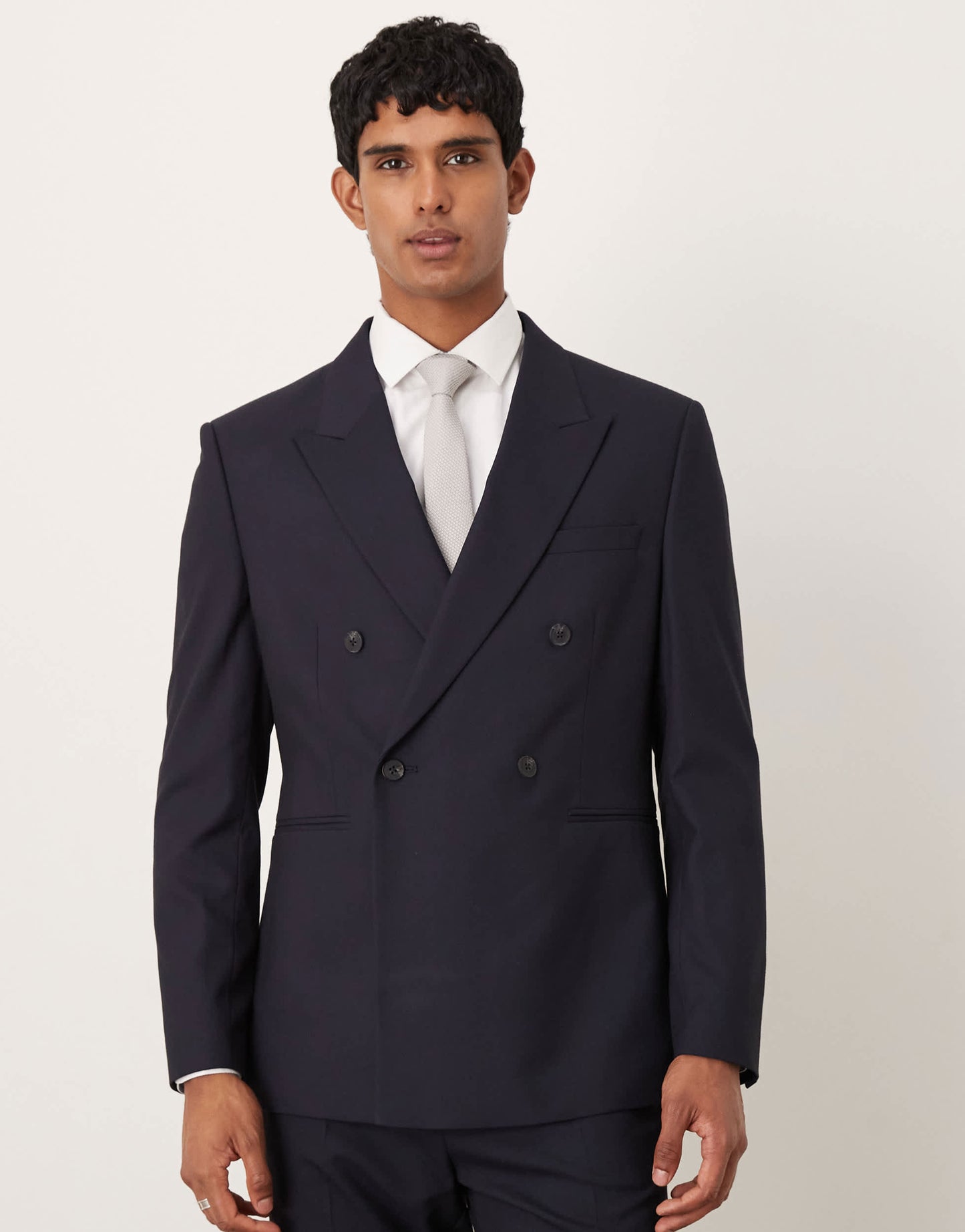 ASOS DESIGN double breasted regular jacket in navy