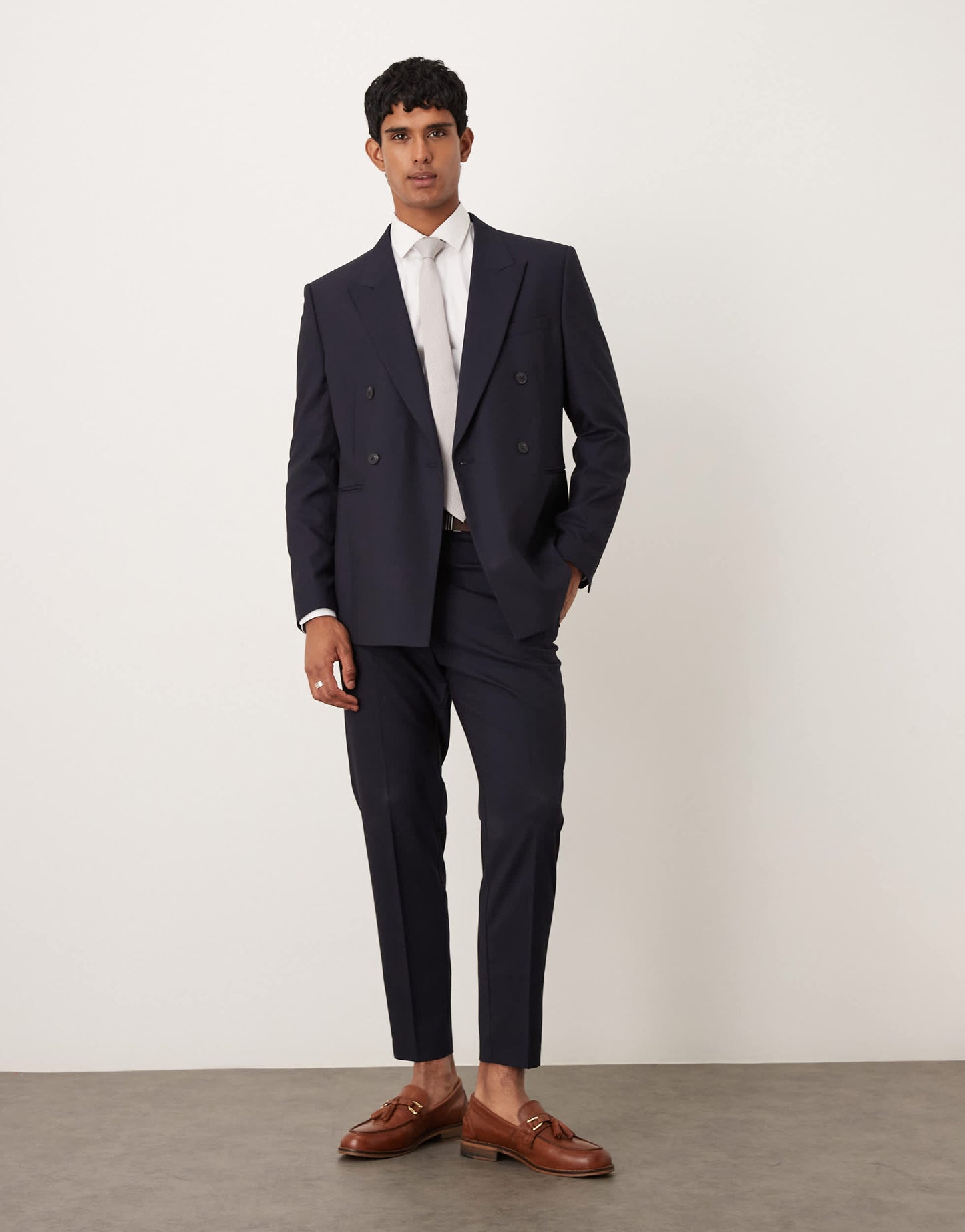 ASOS DESIGN double breasted regular jacket in navy