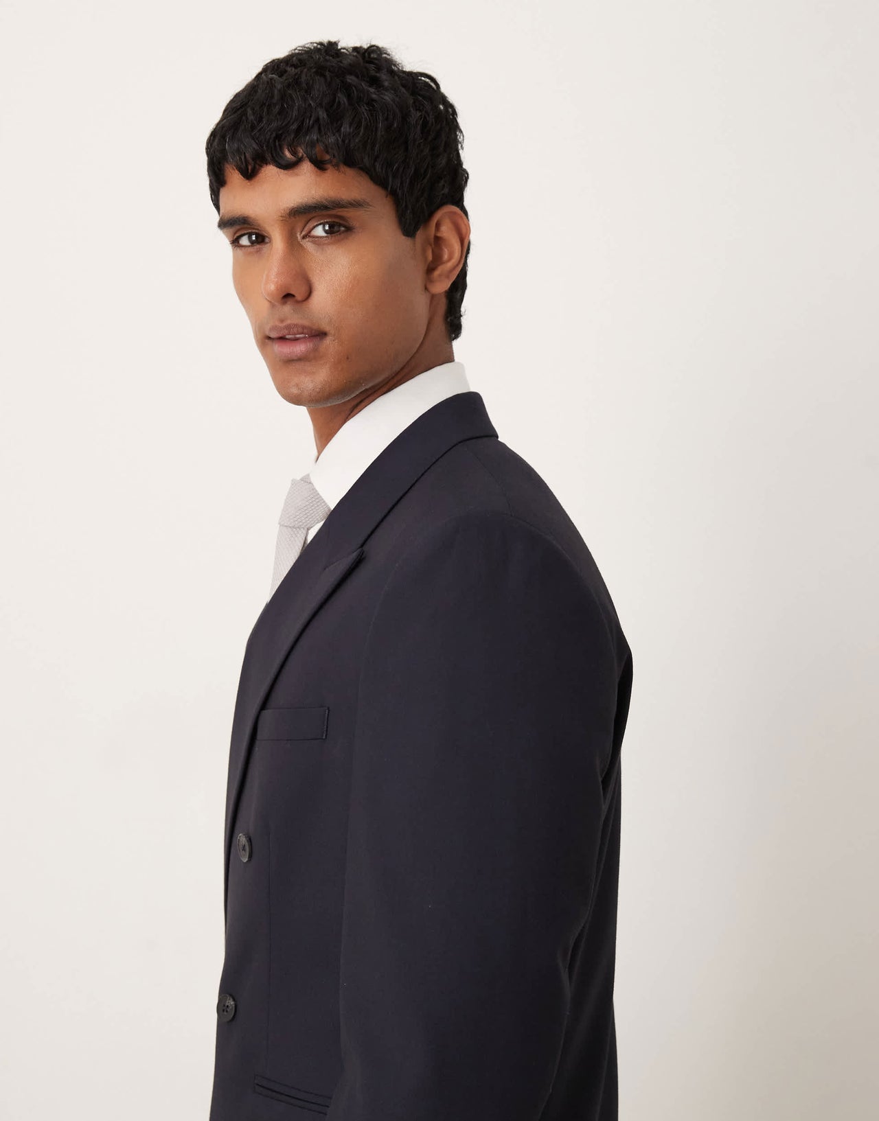 ASOS DESIGN double breasted regular jacket in navy