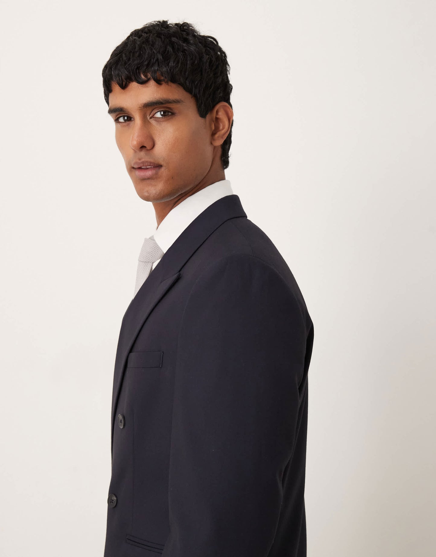 ASOS DESIGN double breasted regular jacket in navy