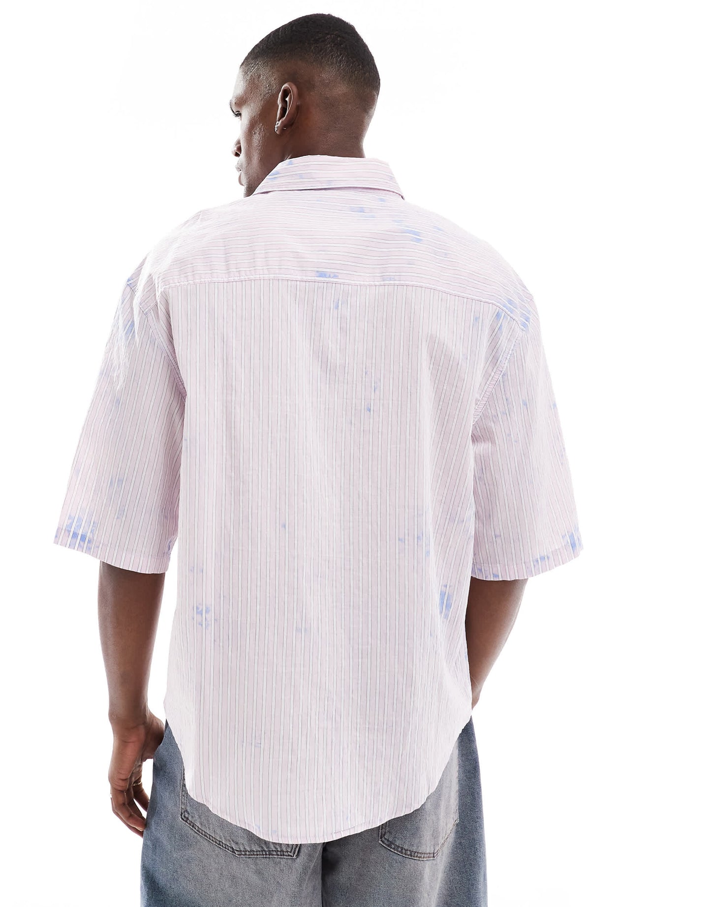 Bershka oversized striped shirt in pink