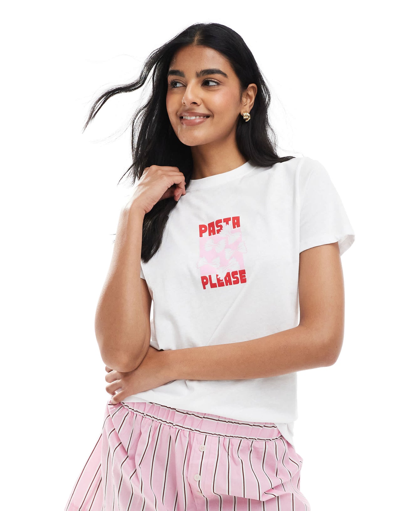 New Look Pasta Please logo t-shirt in white