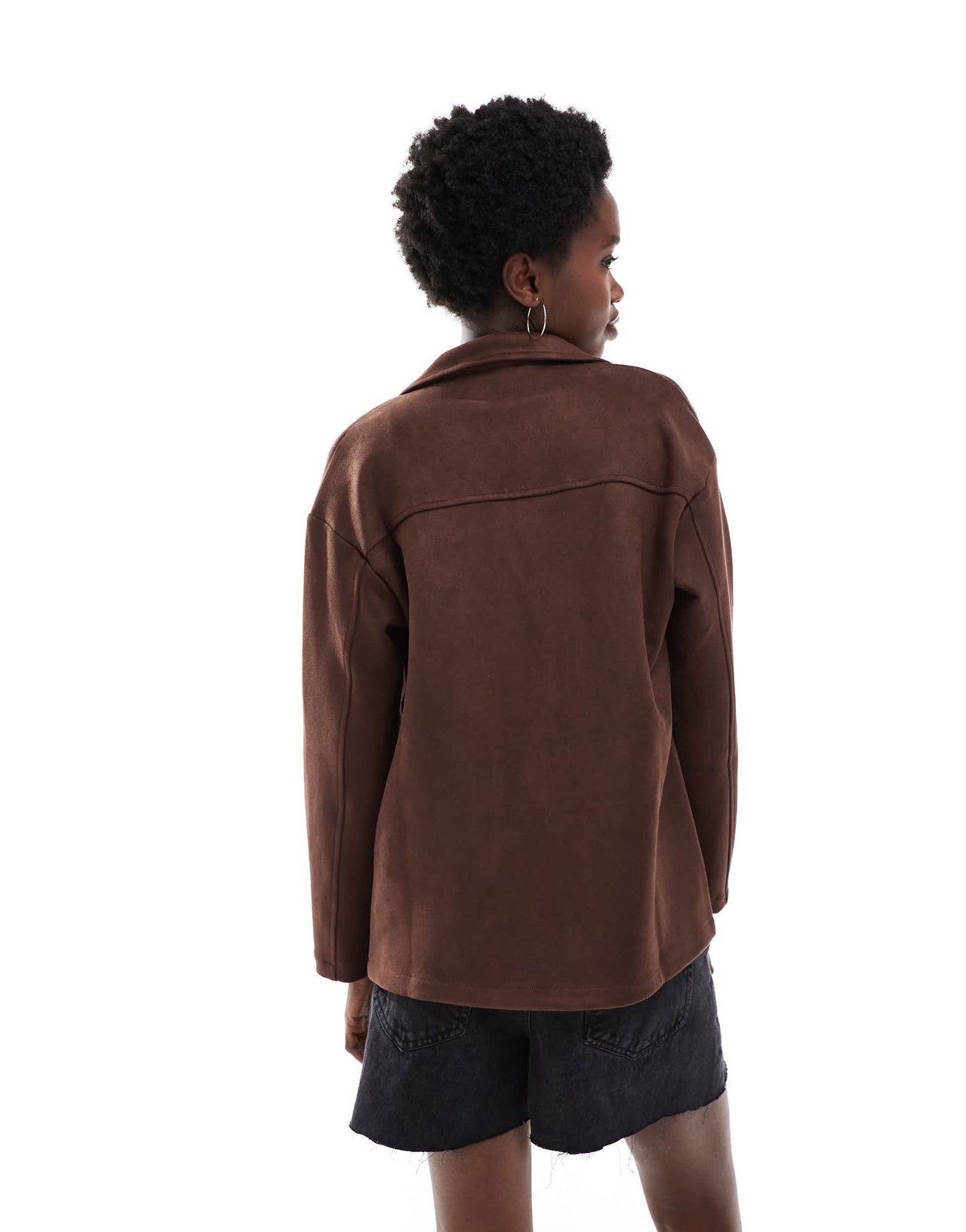 New Look faux suede blazer in brown