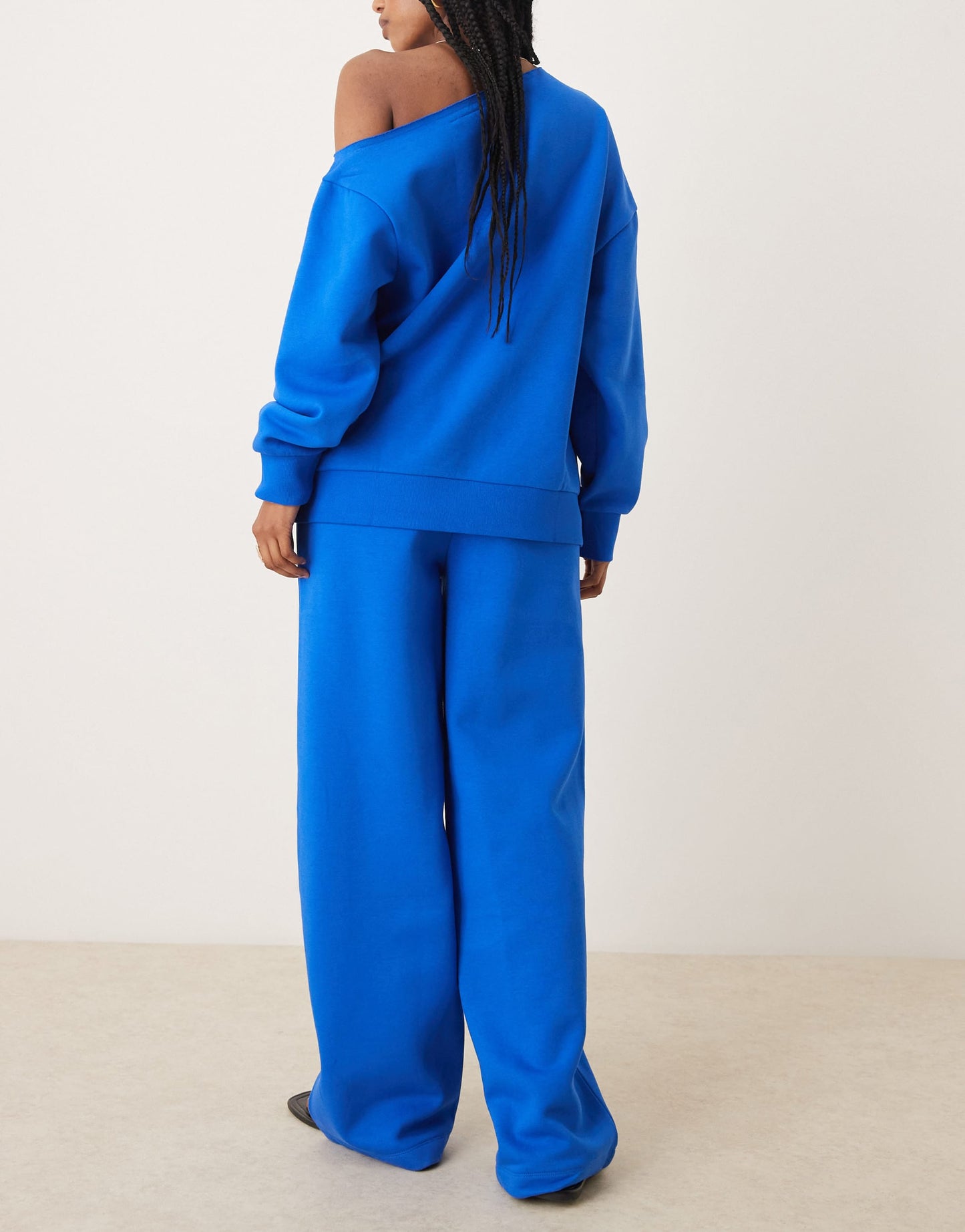 ASOS DESIGN wide leg brushback jogger in blue