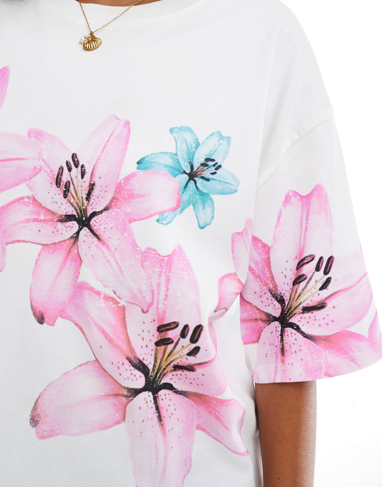 Stradivarius oversized t-shirt in flower print