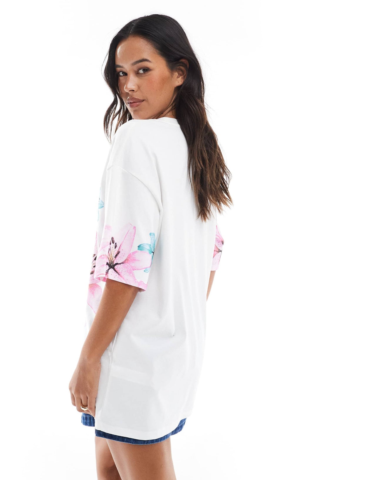Stradivarius oversized t-shirt in flower print