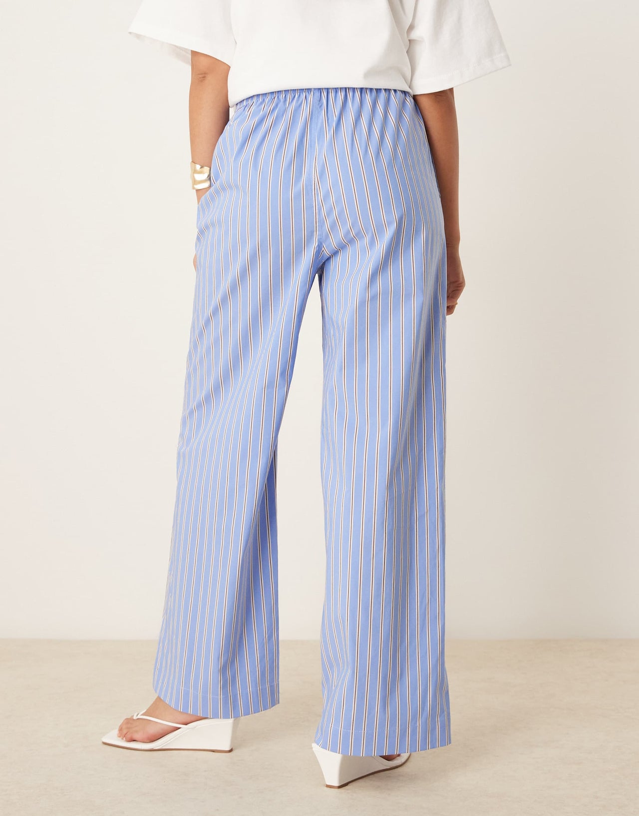 Nobody's Child Shona straight leg trousers in blue and white stripe
