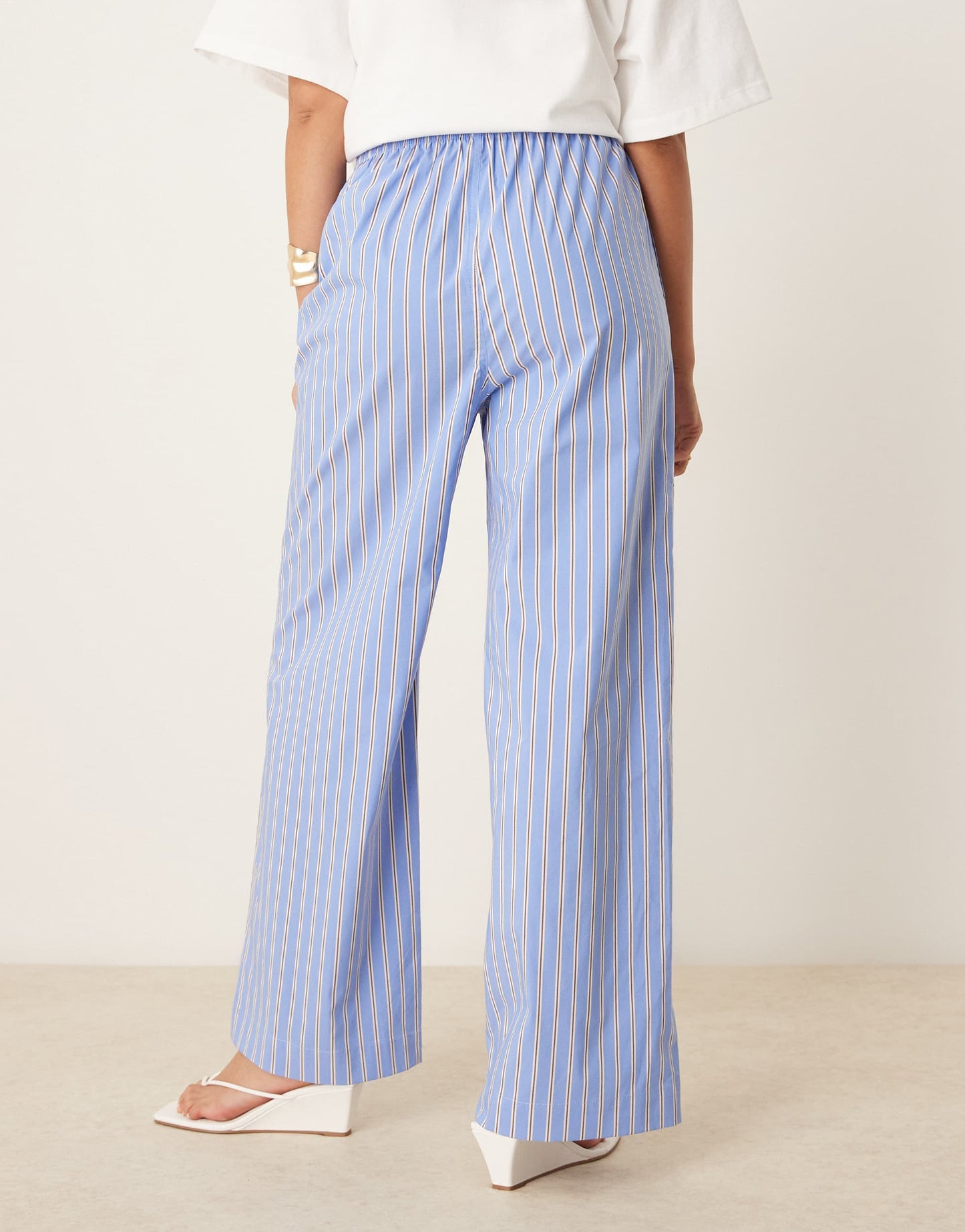 Nobody's Child Shona straight leg trousers in blue and white stripe