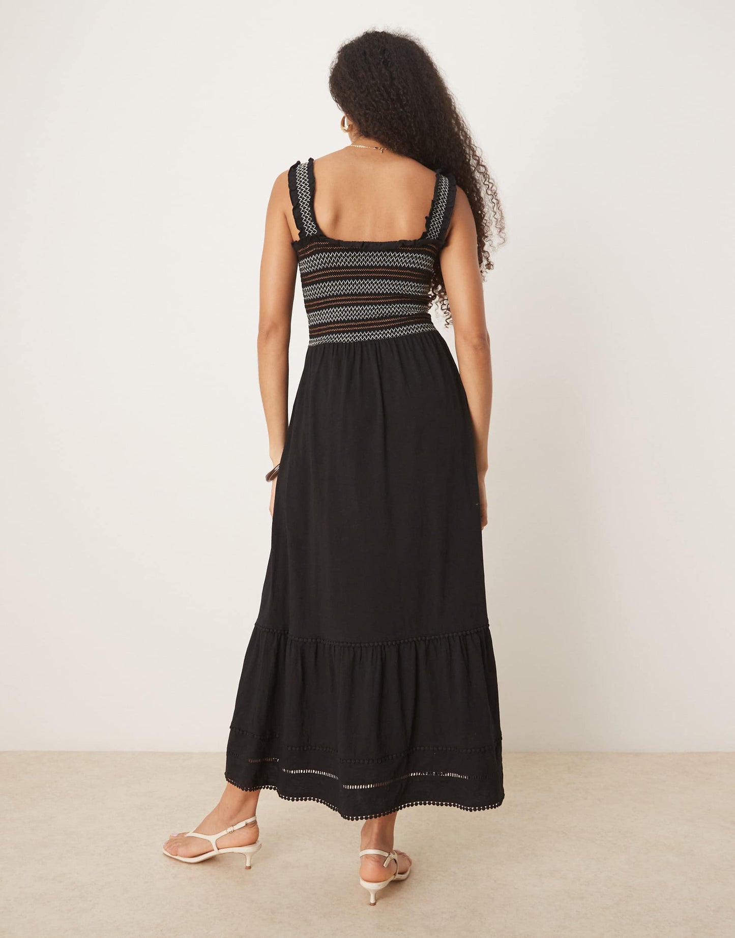 Nobody's Child Fifi square neck maxi dress with stripe bodice in black