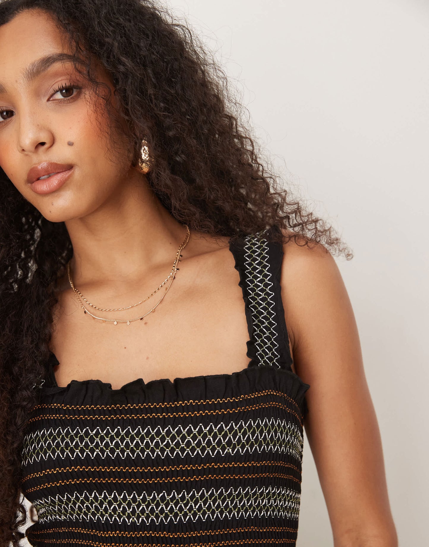 Nobody's Child Fifi square neck maxi dress with stripe bodice in black