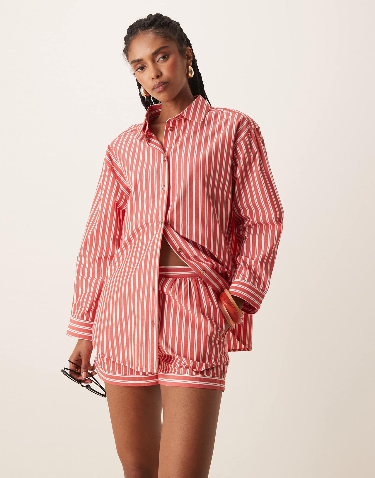 Nobody's Child Kandy shorts co-ord in red stripe