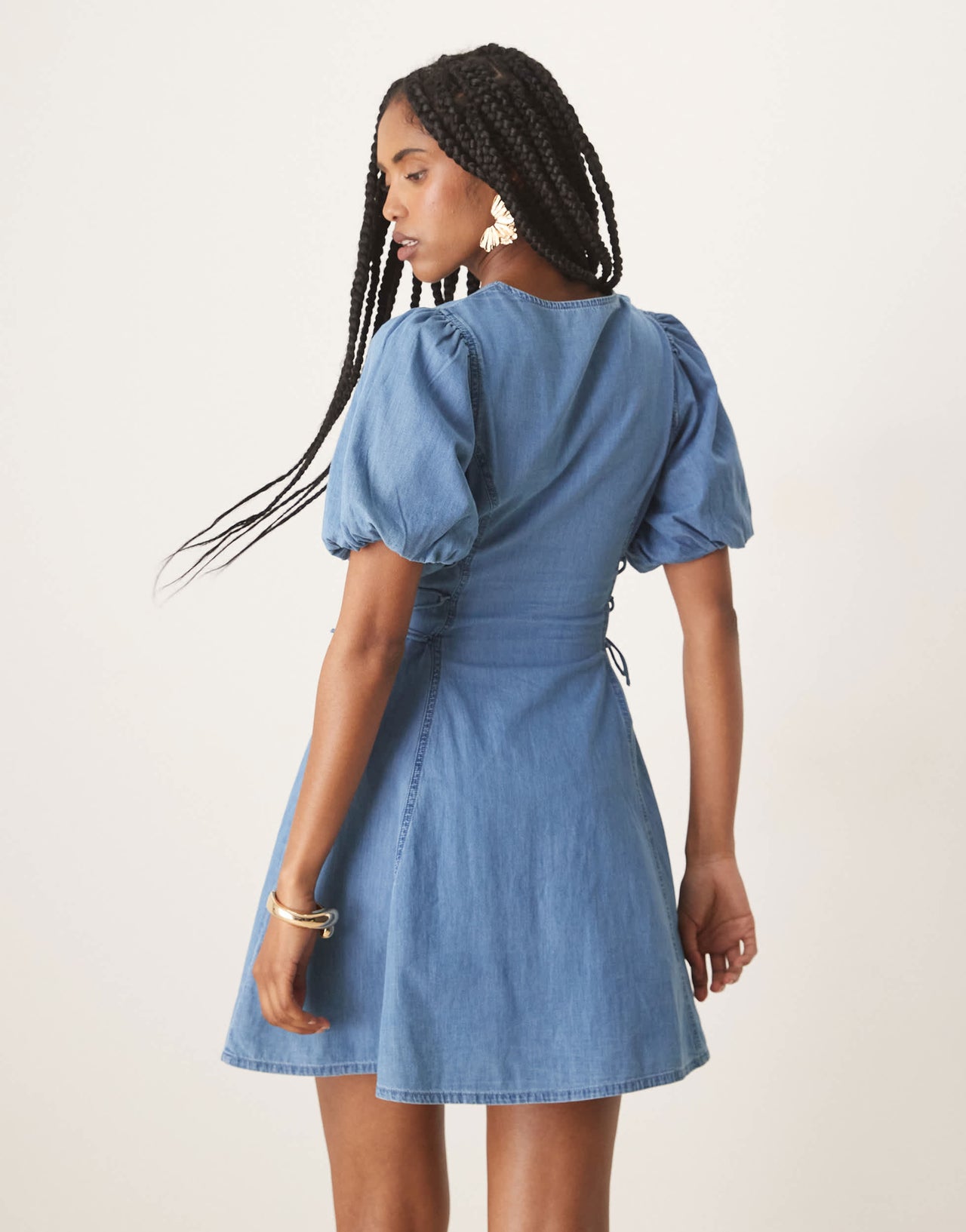 Nobody's Child Magnolia denim mini dress in light blue