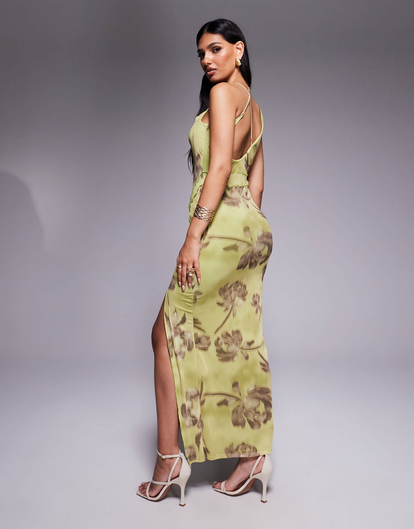 ASOS DESIGN wrap neck detail with exposed seams maxi dress in floral print