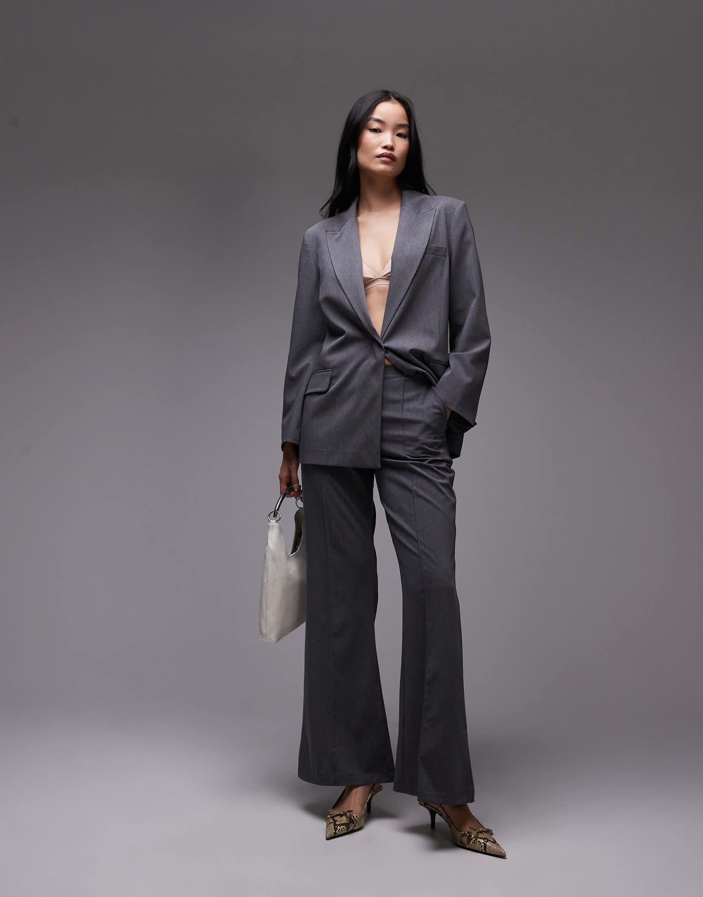ASOS DESIGN tailored kickflare trouser in charcoal co ord