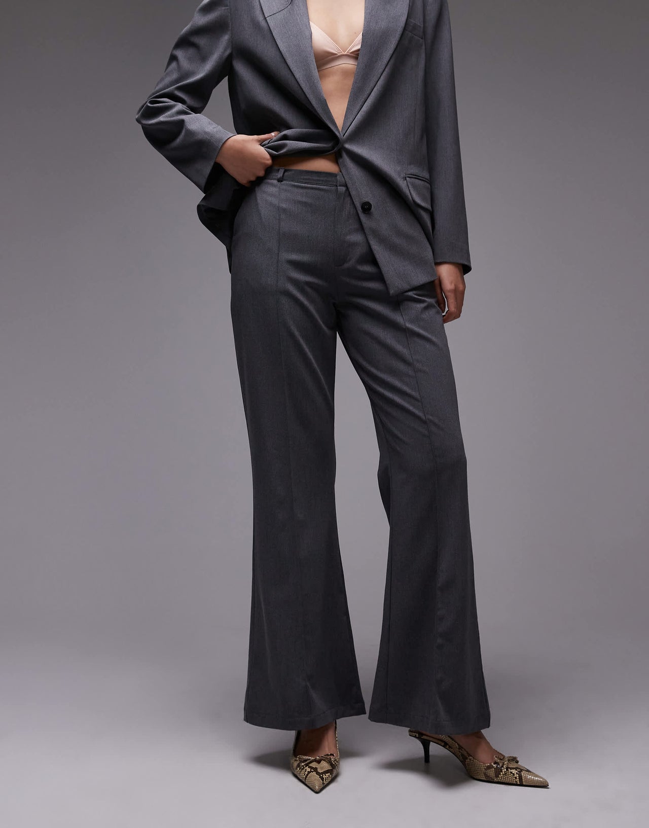 ASOS DESIGN tailored kickflare trouser in charcoal co ord
