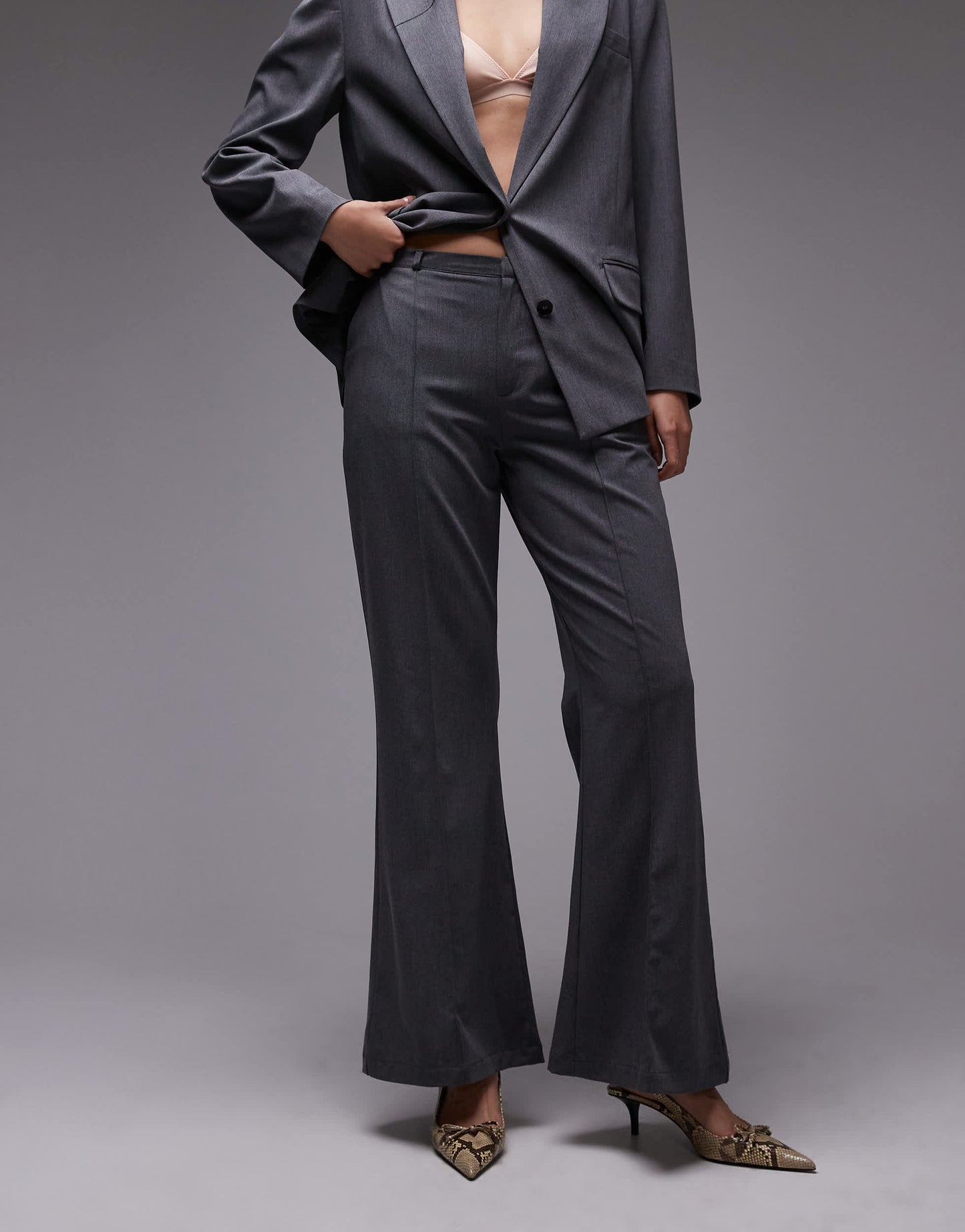 ASOS DESIGN tailored kickflare trouser in charcoal co ord