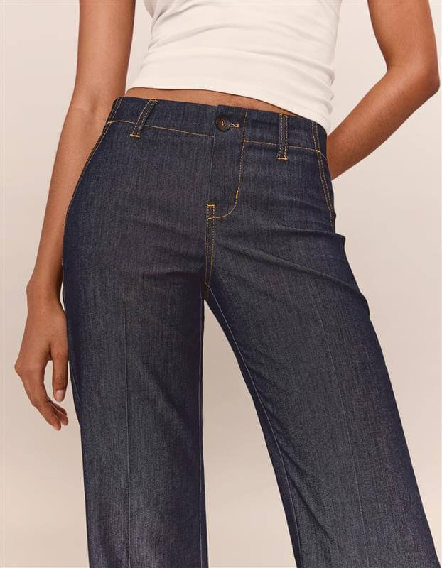 Bershka drawstring waist wide leg jeans in indigo wash