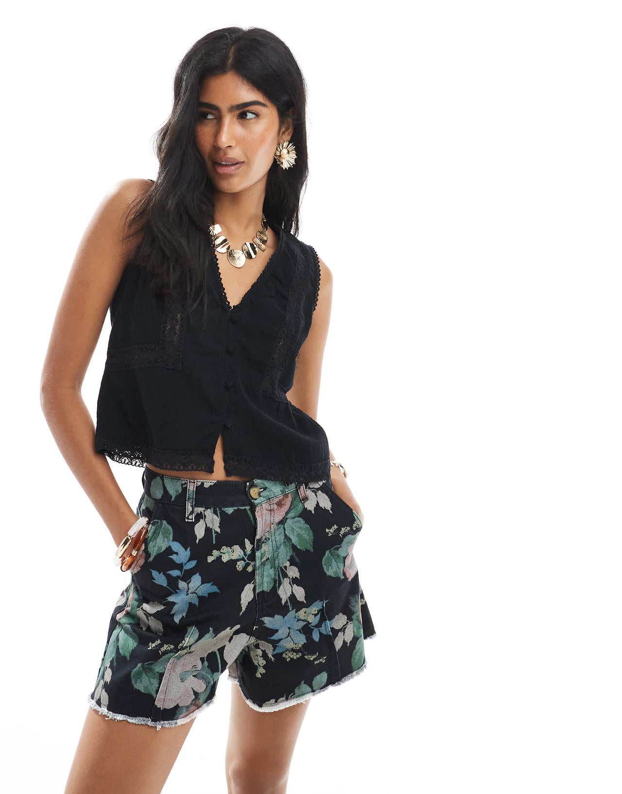 ASOS DESIGN a line shorts in floral print