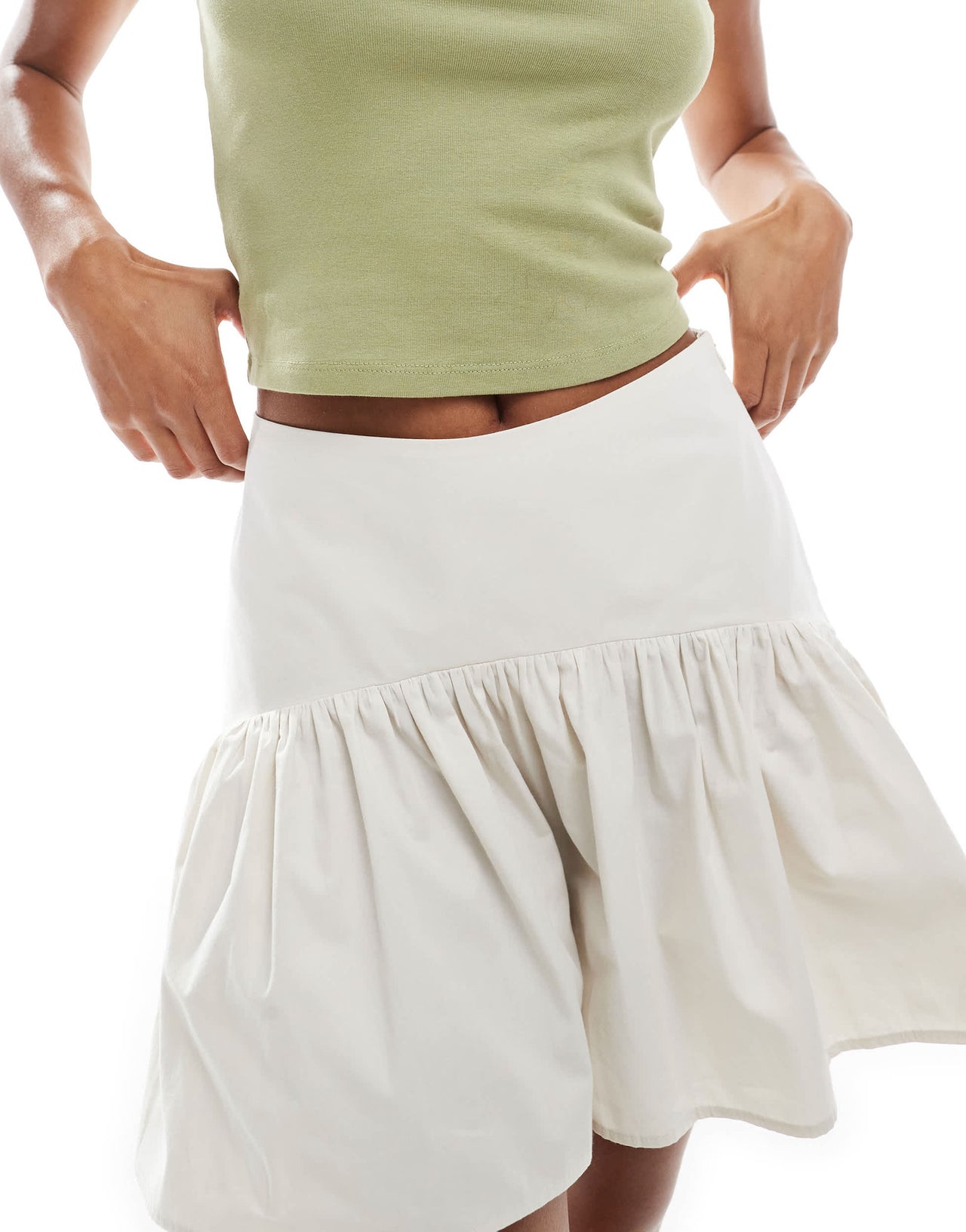 ASOS DESIGN dropped waist mini skirt in cream