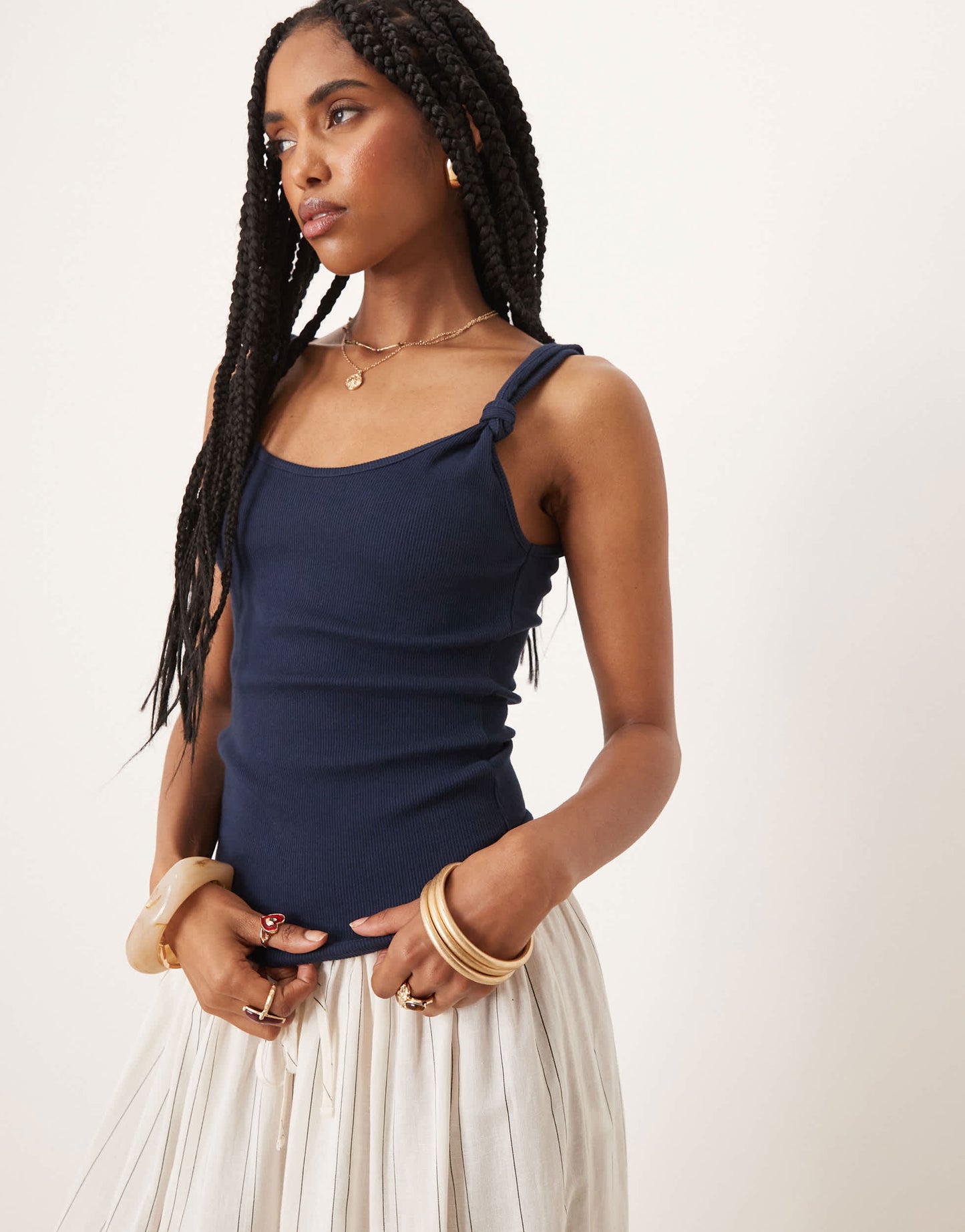 ASOS DESIGN vest with knot strap detail in navy