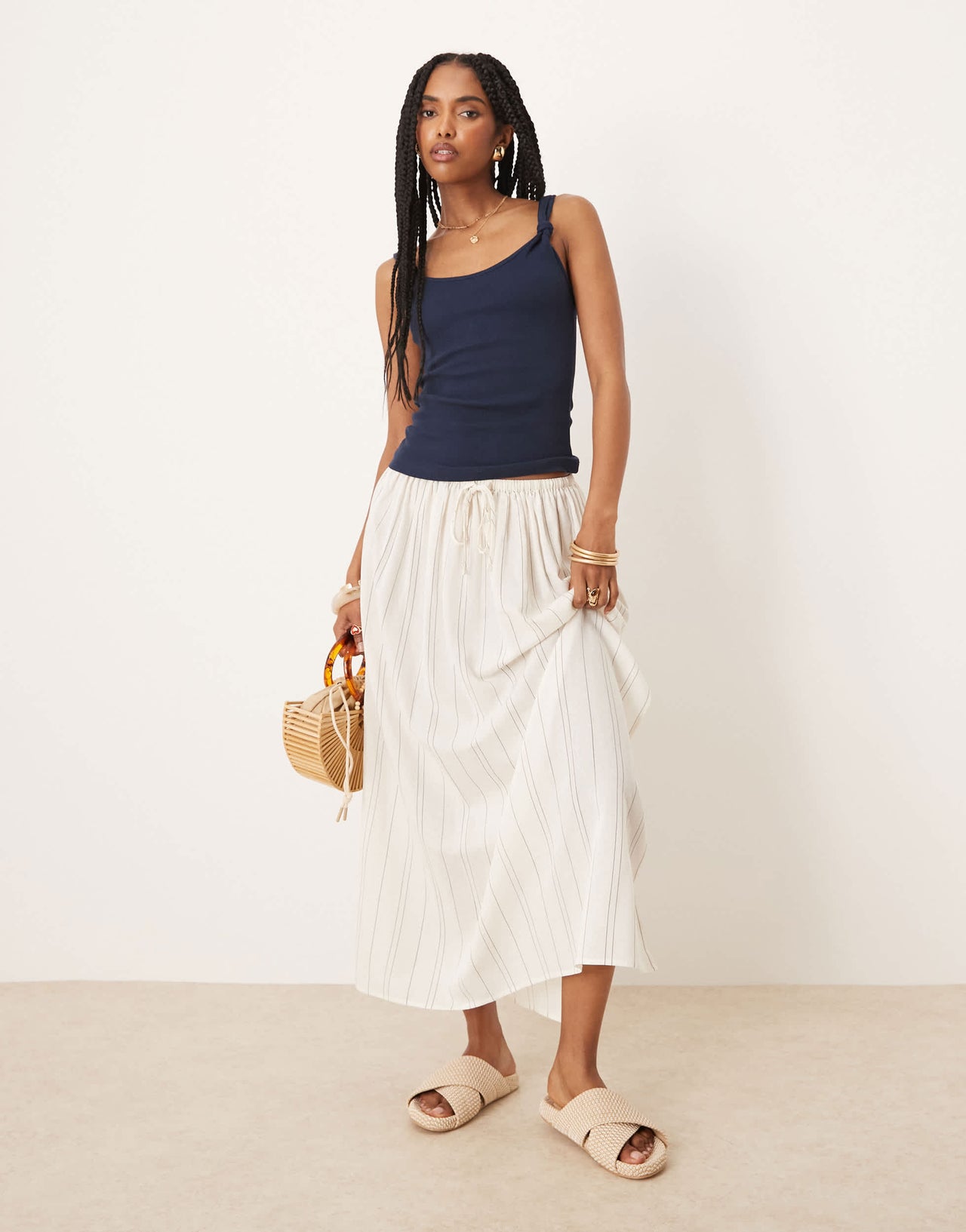 ASOS DESIGN vest with knot strap detail in navy