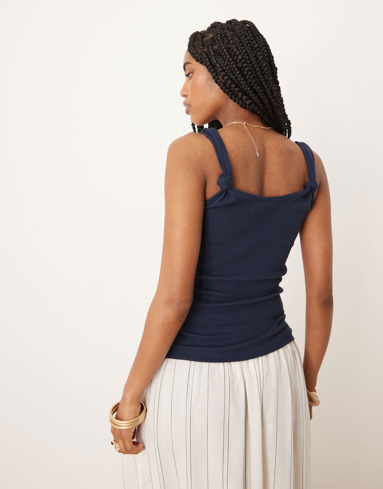 ASOS DESIGN vest with knot strap detail in navy
