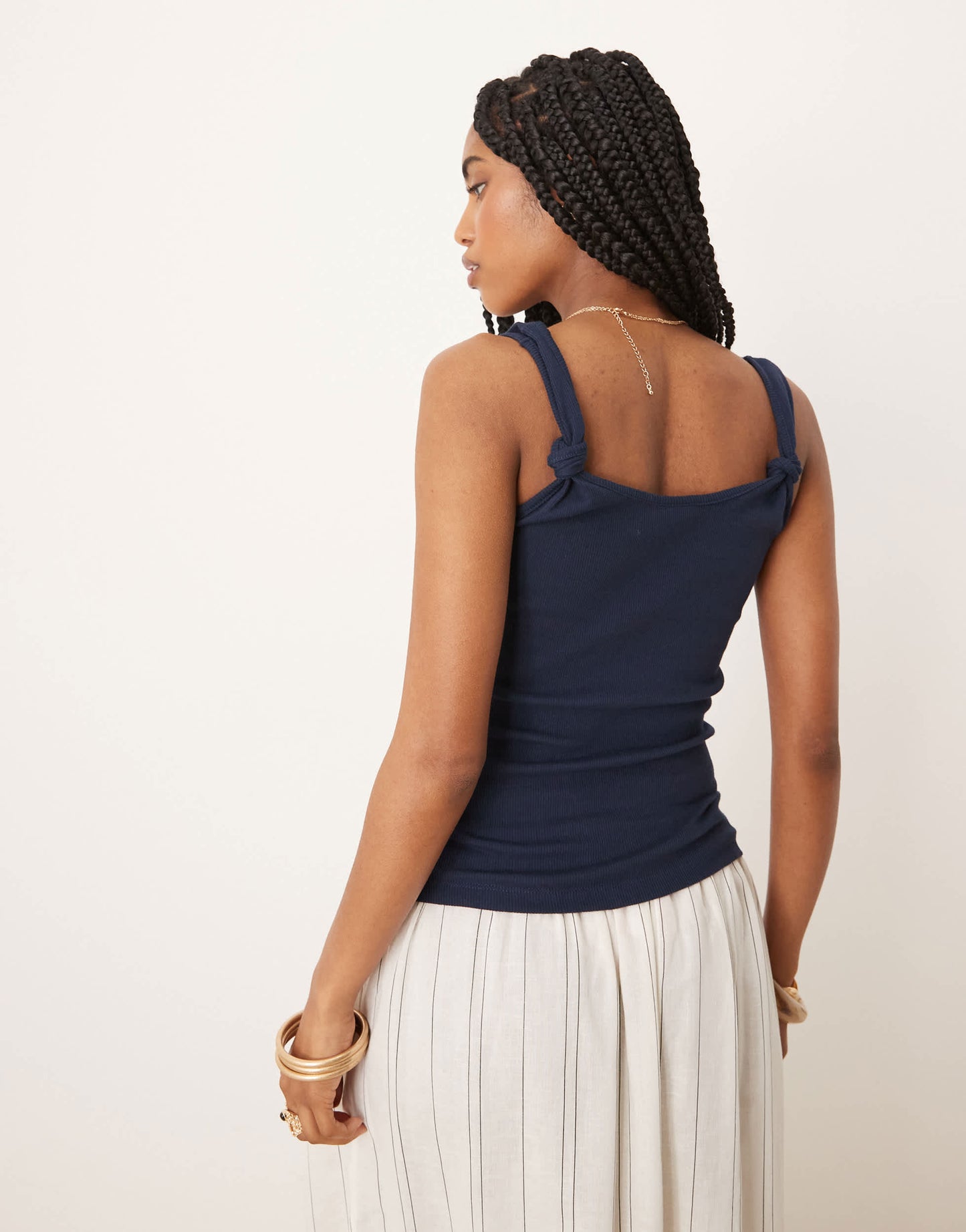 ASOS DESIGN vest with knot strap detail in navy