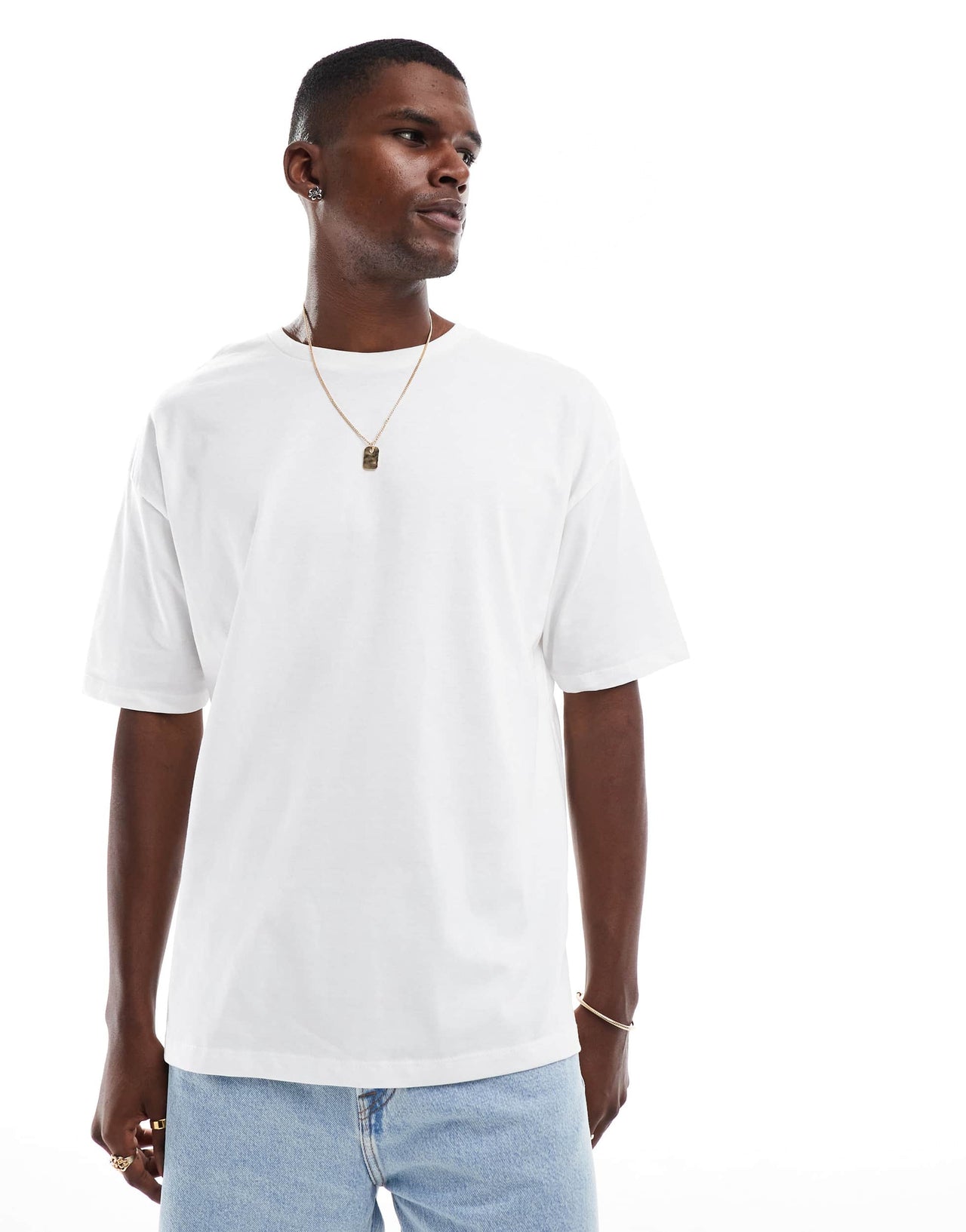 ASOS DESIGN oversized t-shirt with front and back city print in white