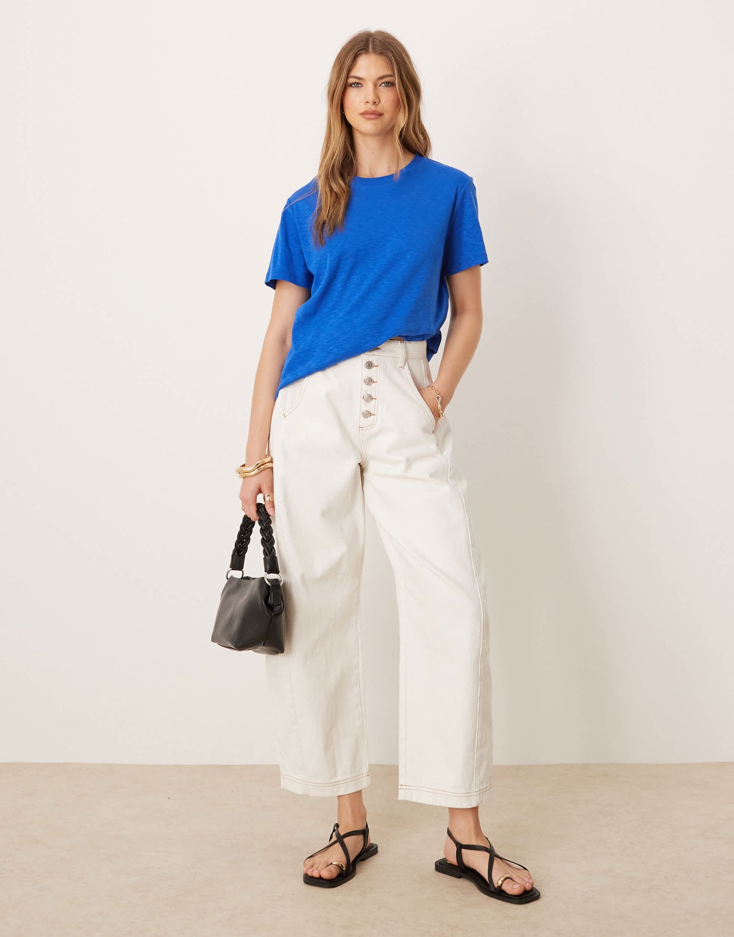 ASOS DESIGN slubby regular fit t-shirt in navy