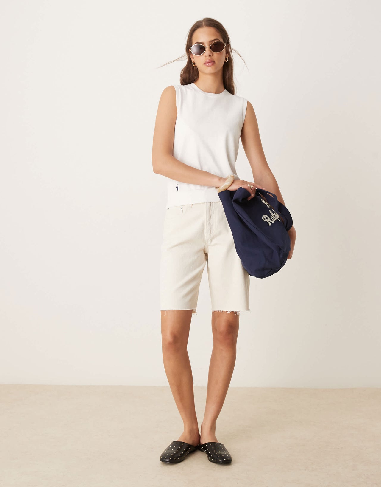 Gina Tricot denim bermuda shorts in ecru