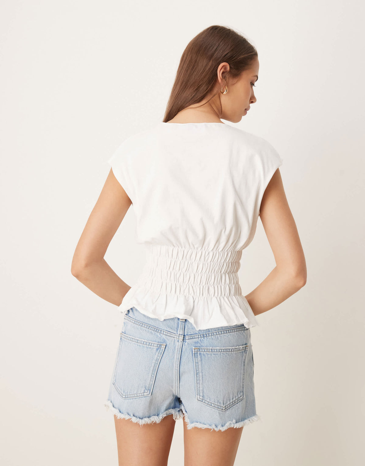 Gina Tricot denim shorts with split hems in light wash blue