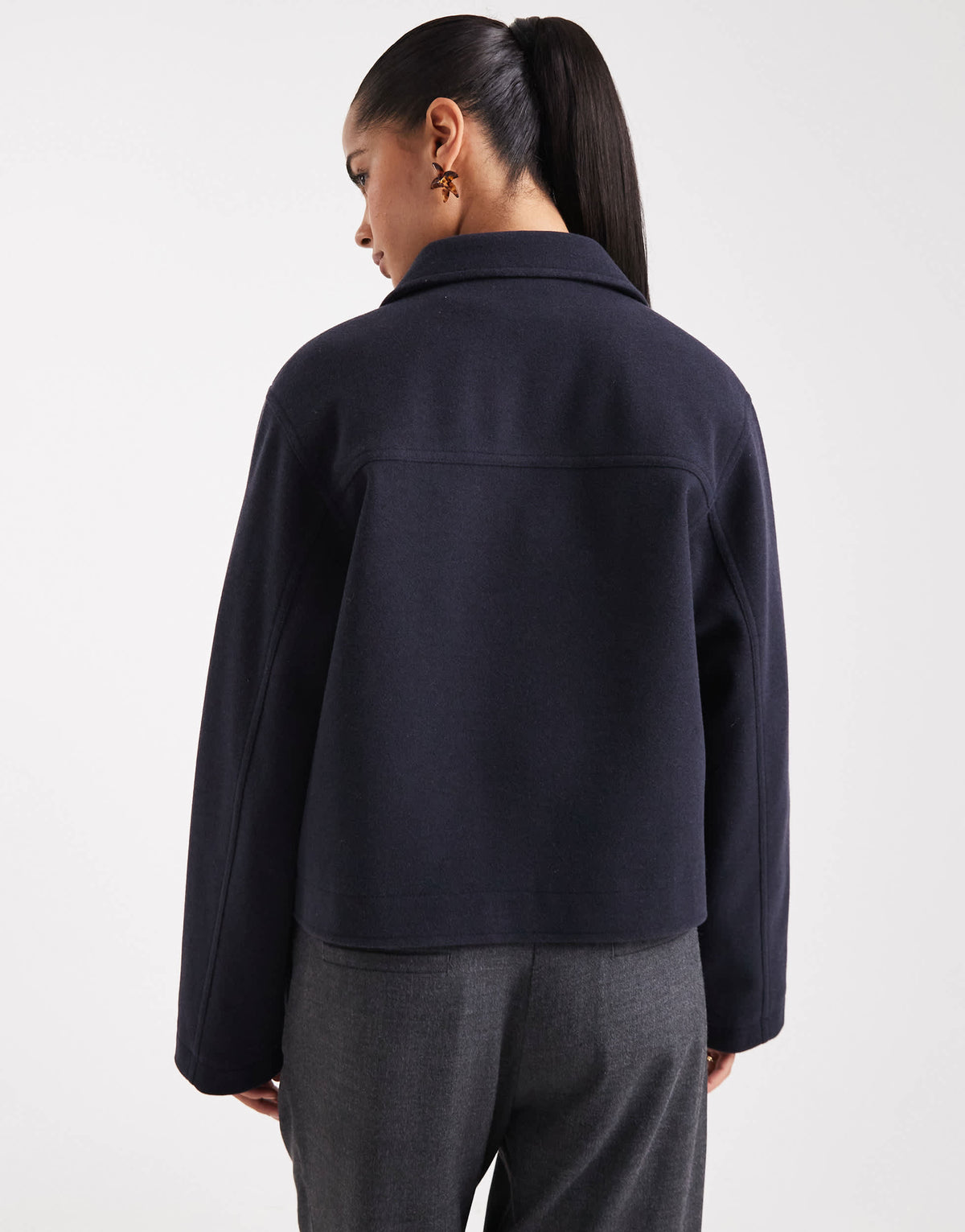 ASOS DESIGN top collar zip through jacket in navy