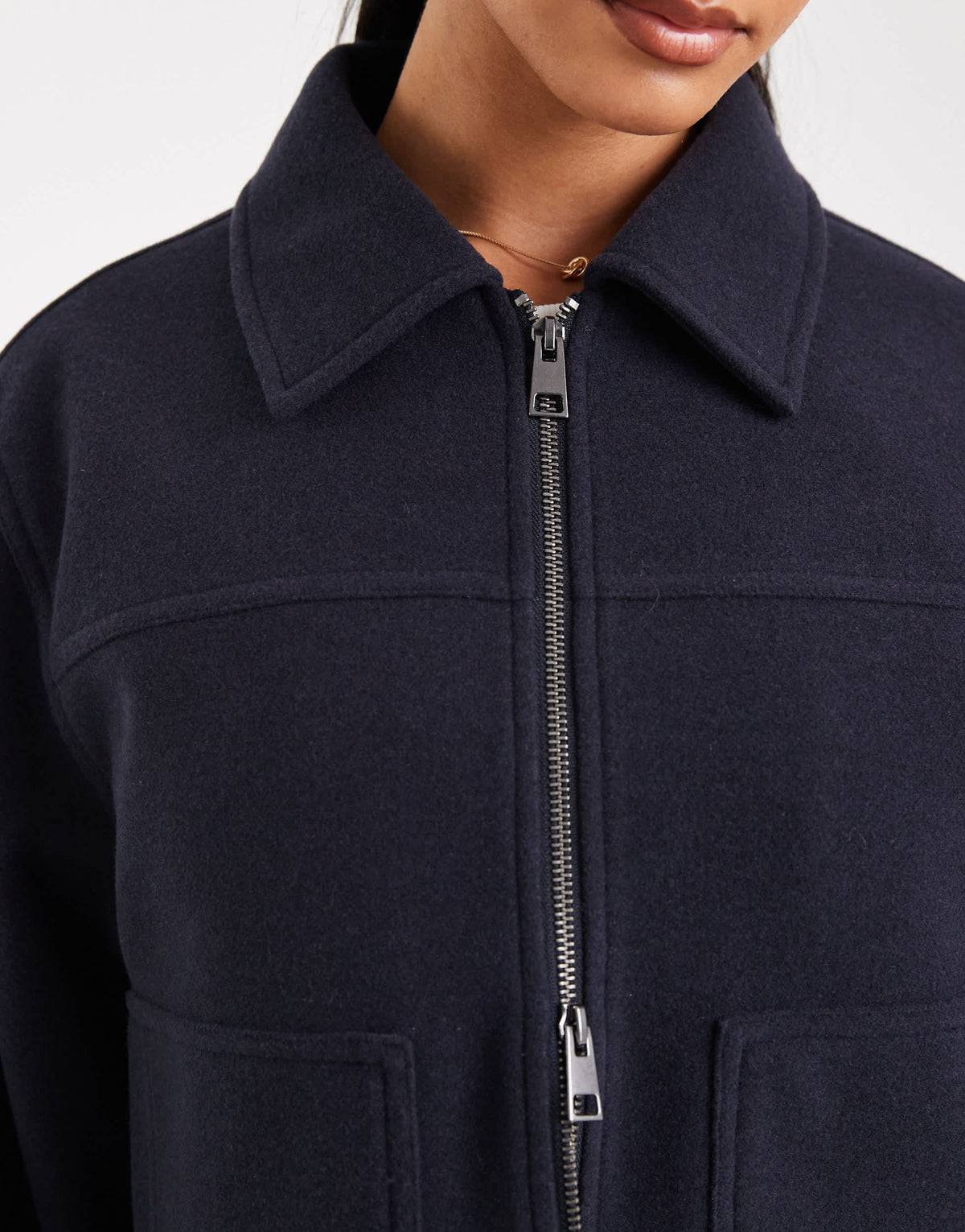 ASOS DESIGN top collar zip through jacket in navy