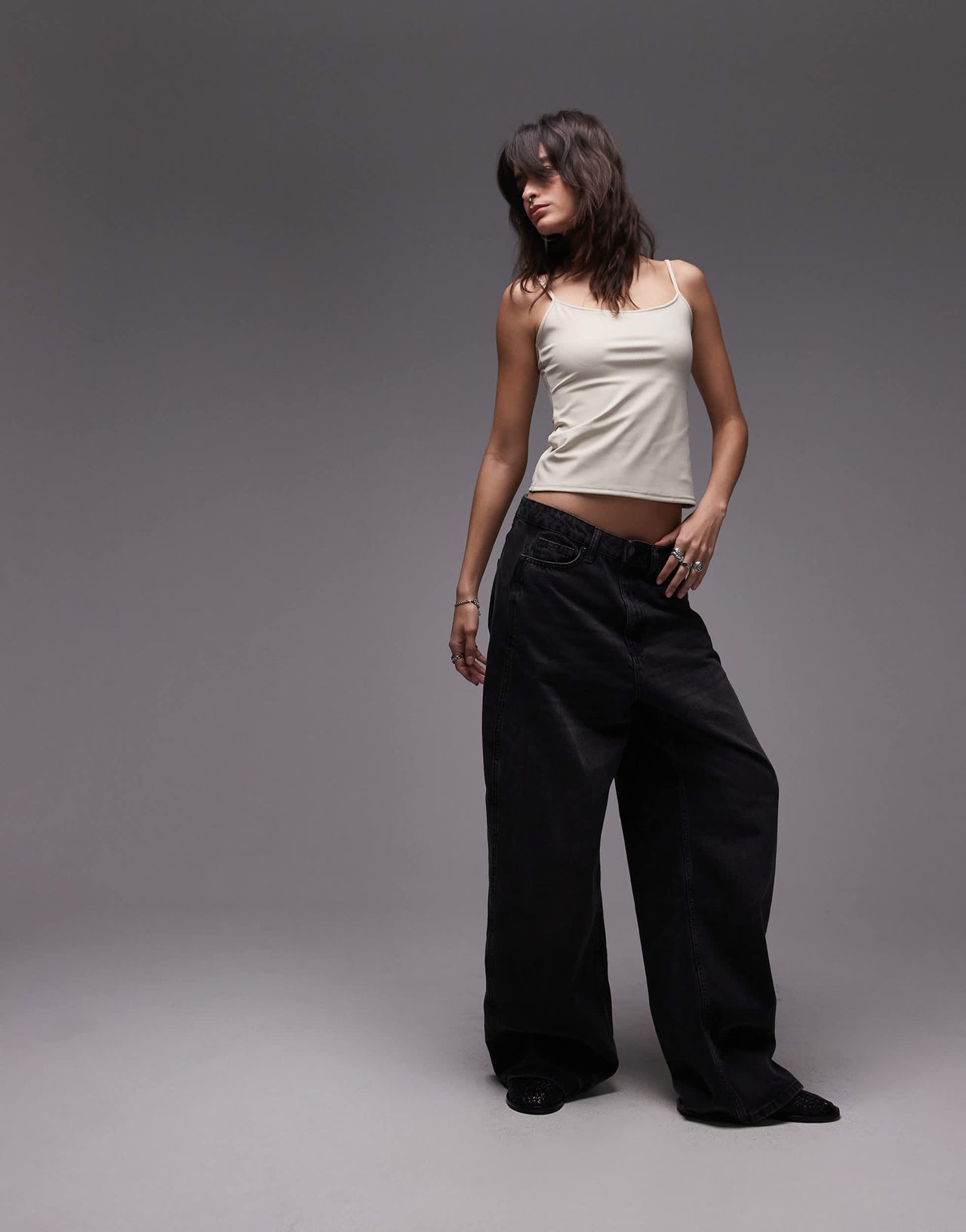 Mango polaymide cami top in ecru