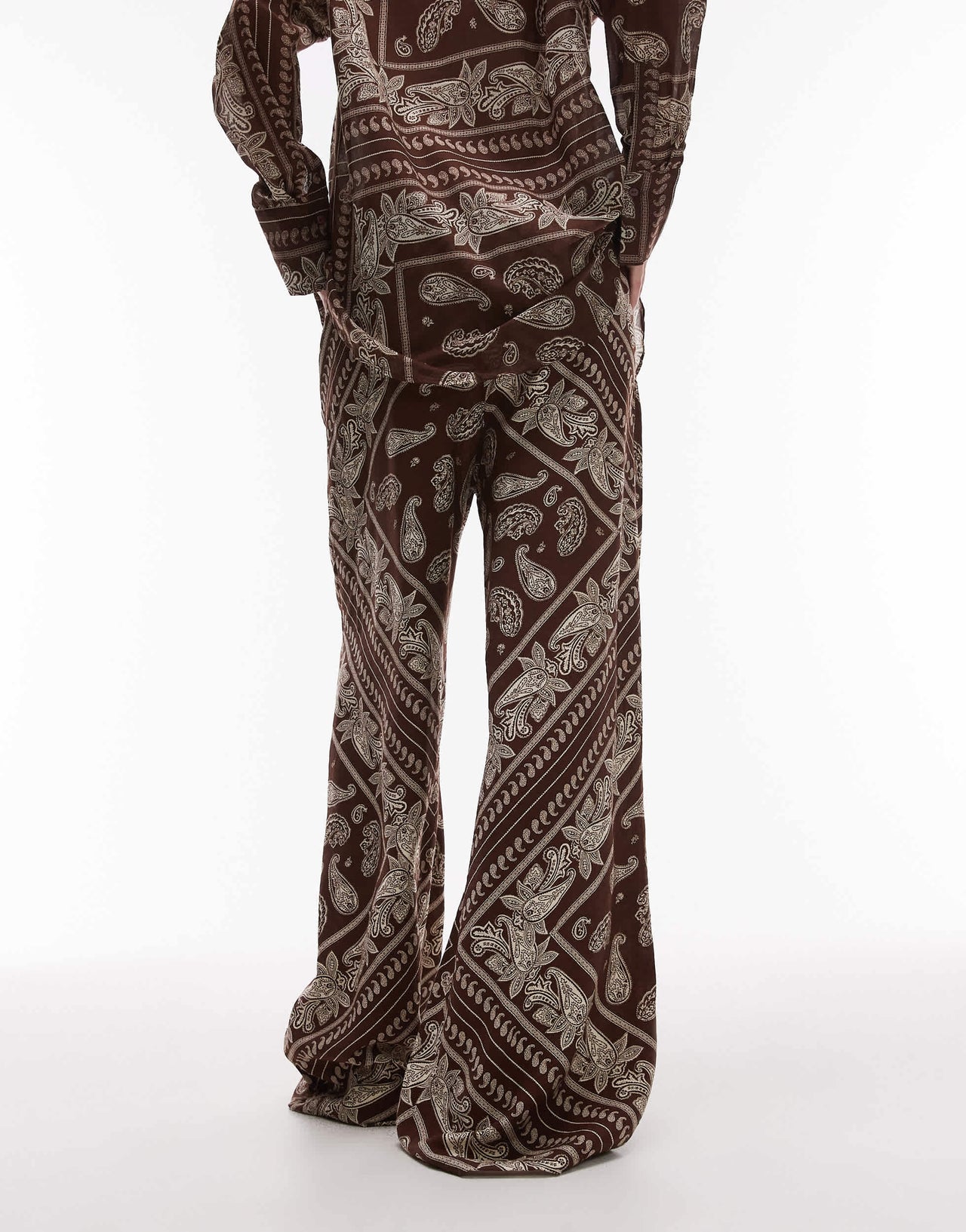 Mango bandana elasticated waist trouser co-ord in brown