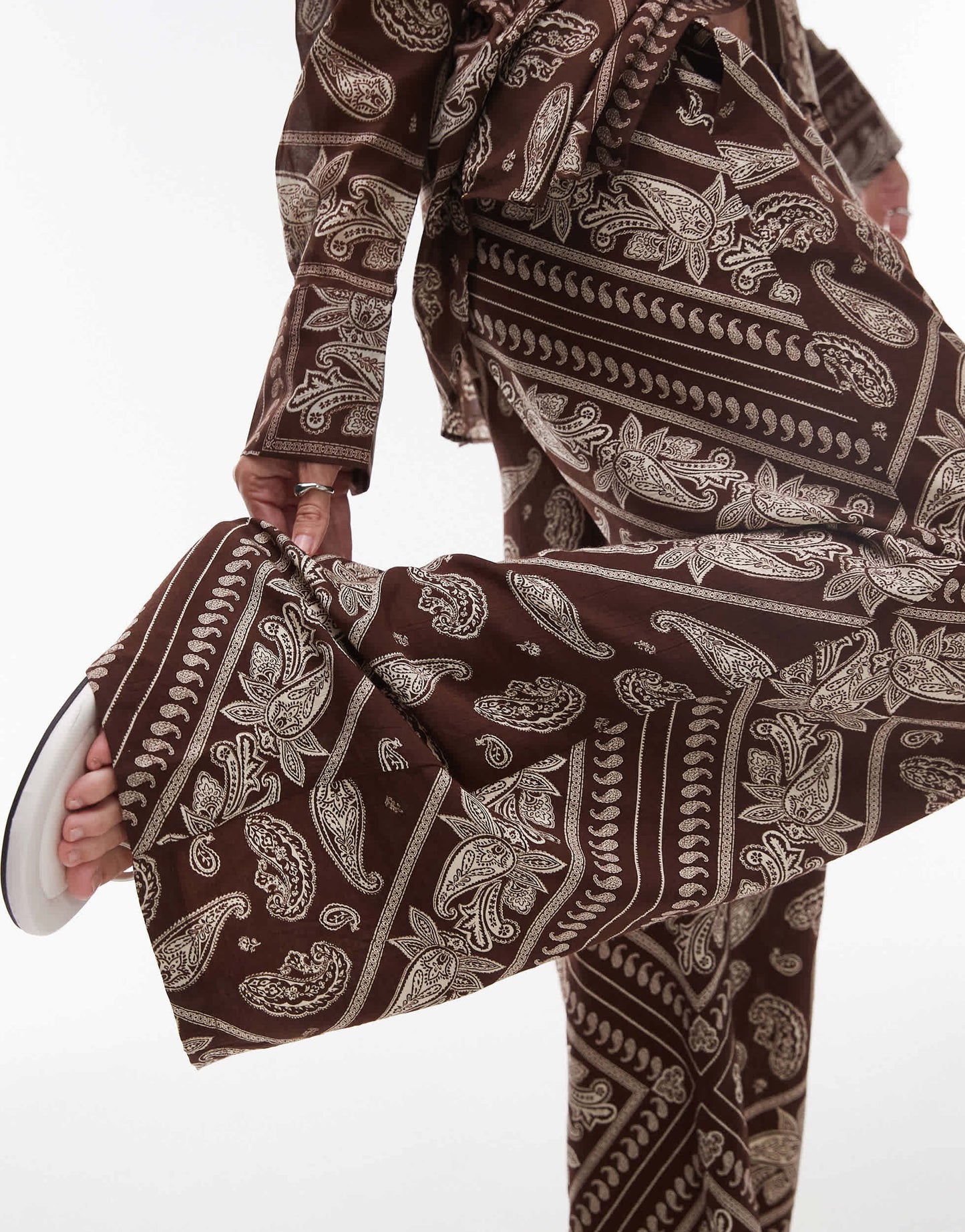 Mango bandana elasticated waist trouser co-ord in brown