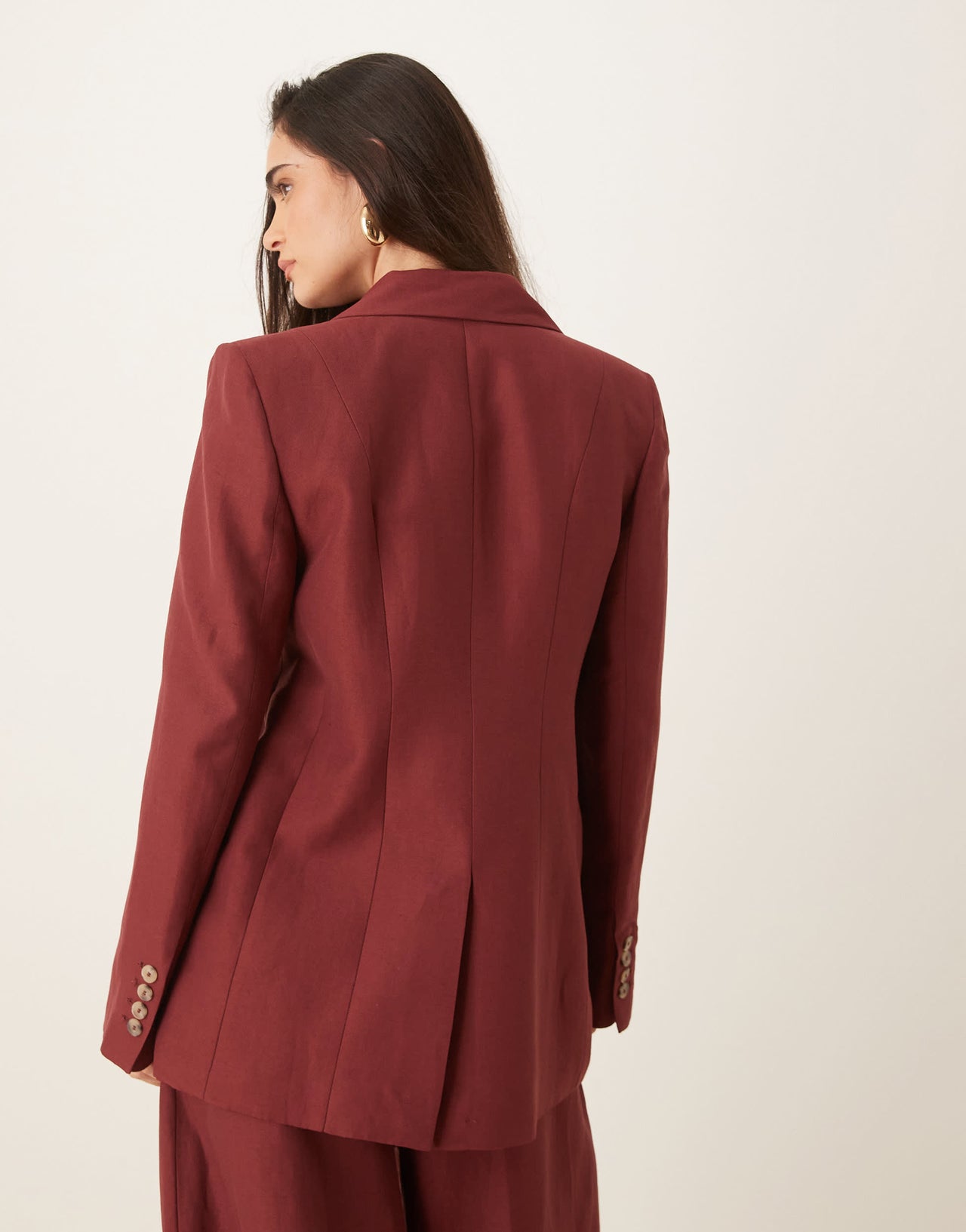 Mango capsule linen mix over sized blazer co-ord in wine