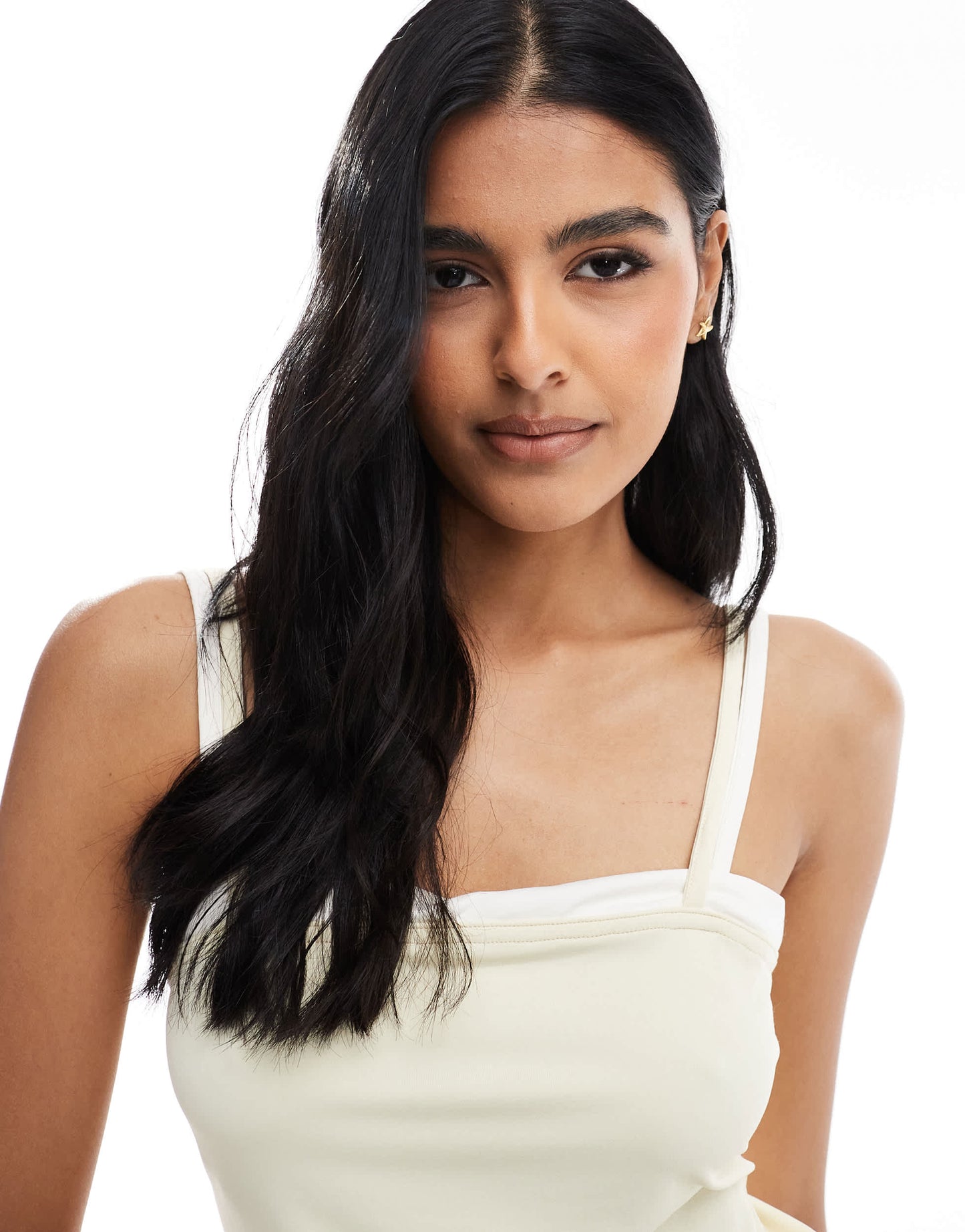ASOS DESIGN double layer cami top in buttermilk